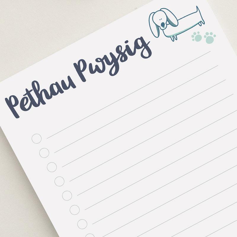 A5 'Pethau pwysig' list pad - Dachshund