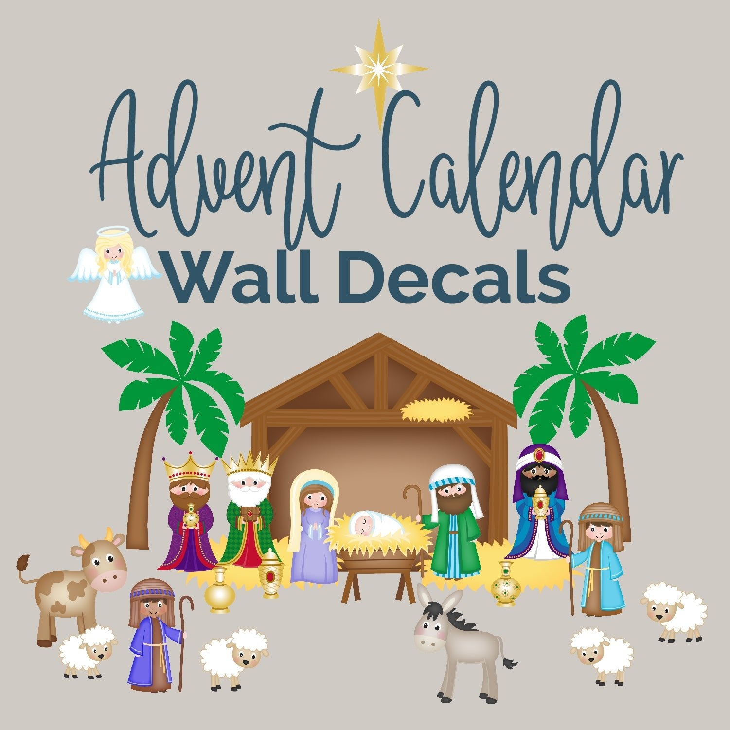 Advent Calendar Wall Decals Nativity for Kids • Countdown to Christmas!
