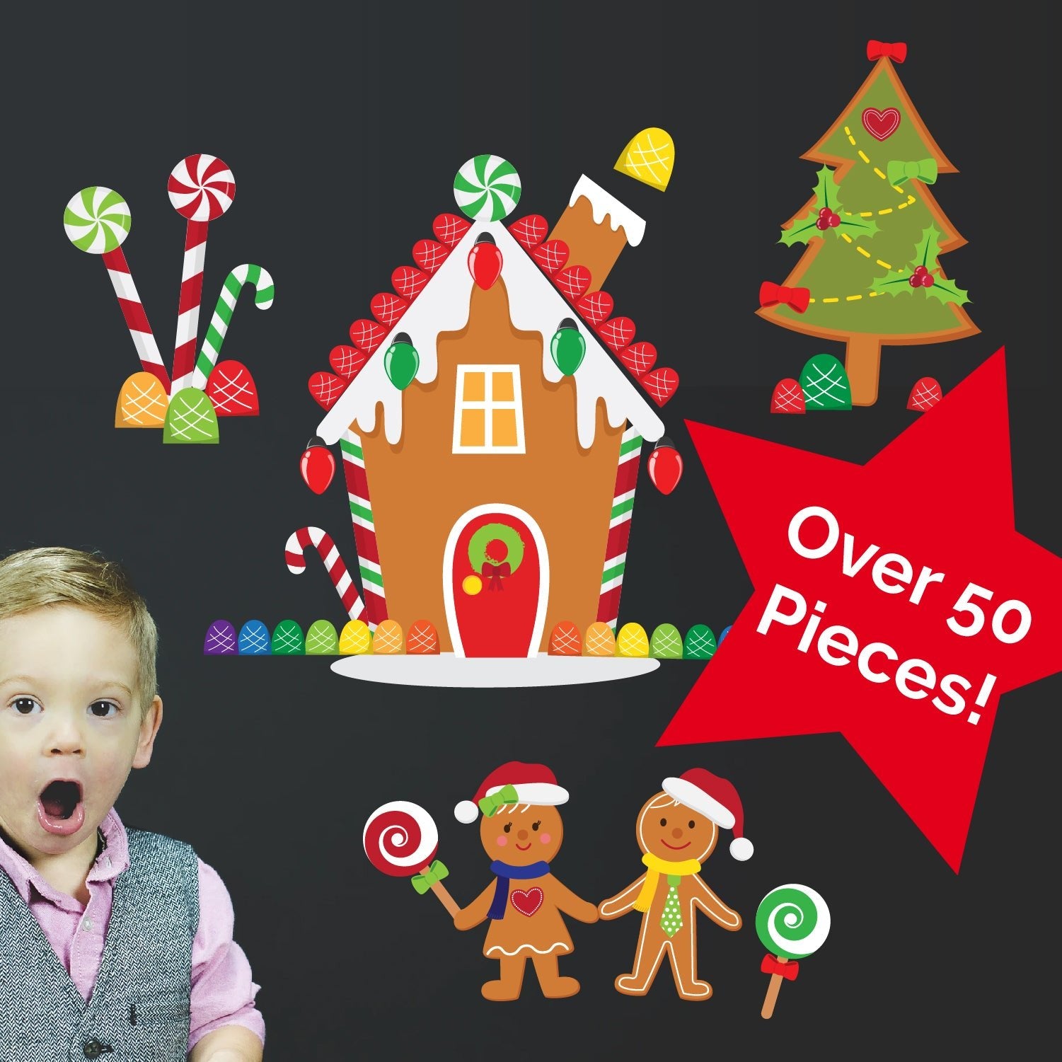 Christmas Gingerbread House Kit Wall Decals