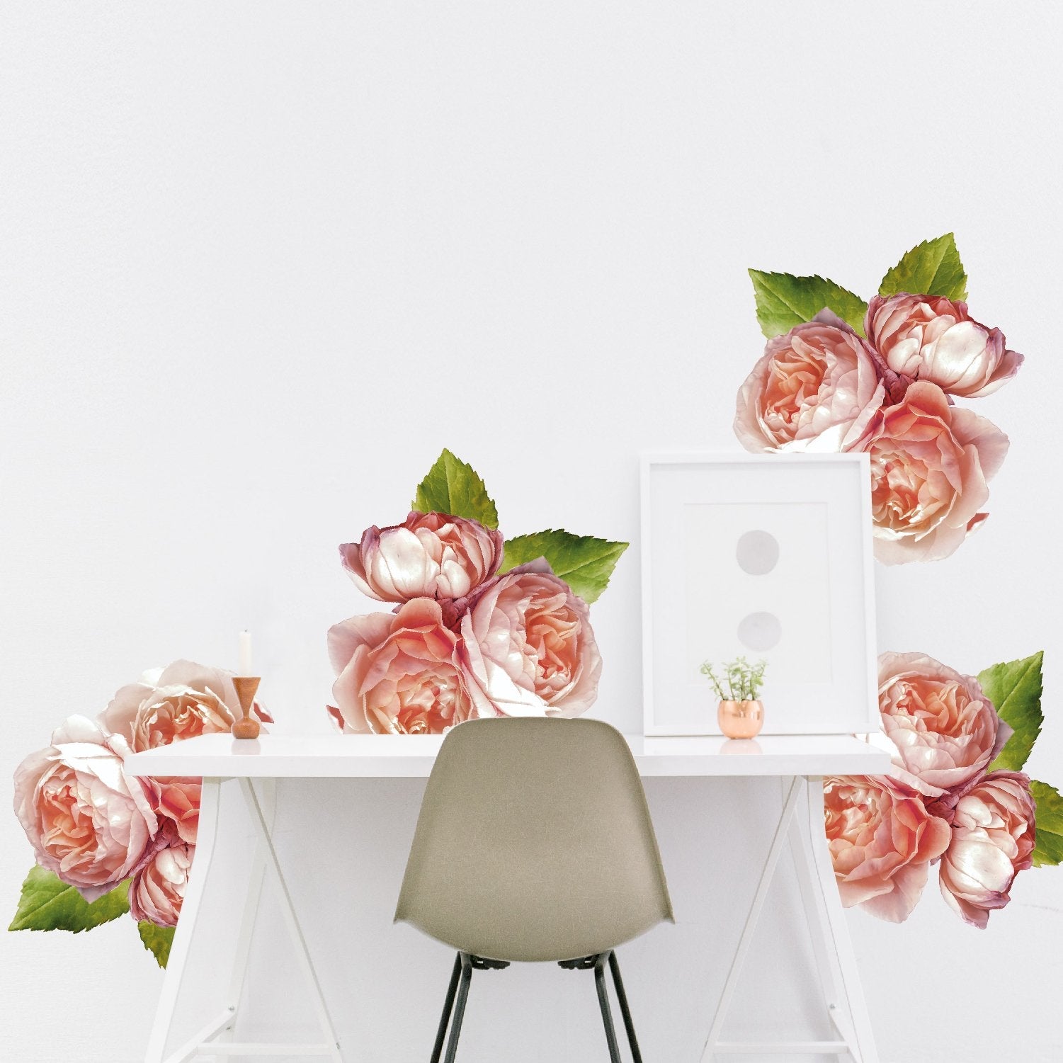 Large Rose Peonies Flower Clusters | Removable + Reusable Fabric Decals