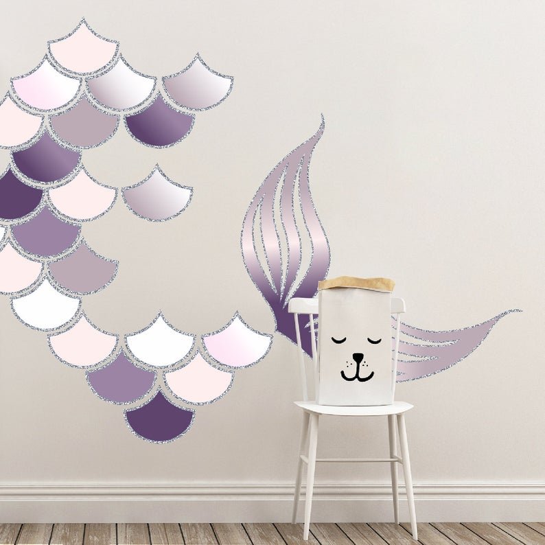 Mermaid Scales and Mermaid Tail Wall Decals | Purples and Blush