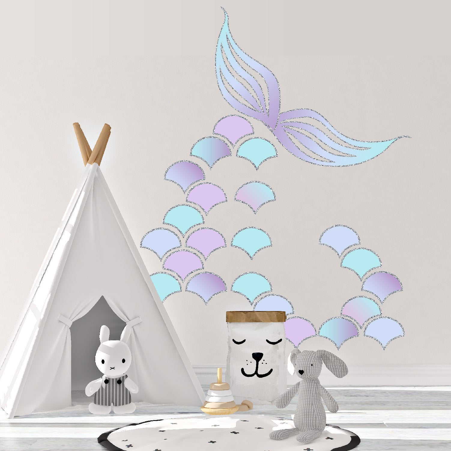 Mermaid Scales and Mermaid Tail Wall Decals | Turquoise and Lavender