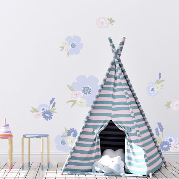 Spring Flowers Wall Decals | Periwinkle Denim