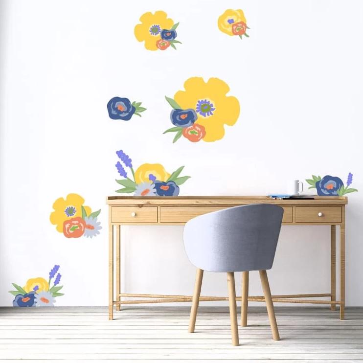Spring Flowers Wall Decals | Yellow Blooms