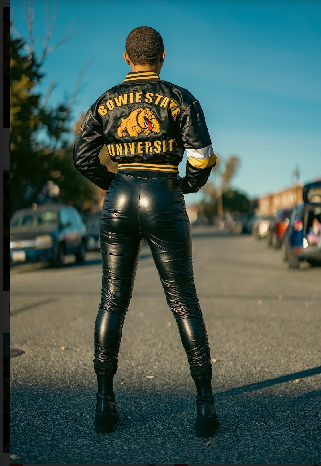 BOWIE ST. UNIVERSITY CROP BOMBER JACKET