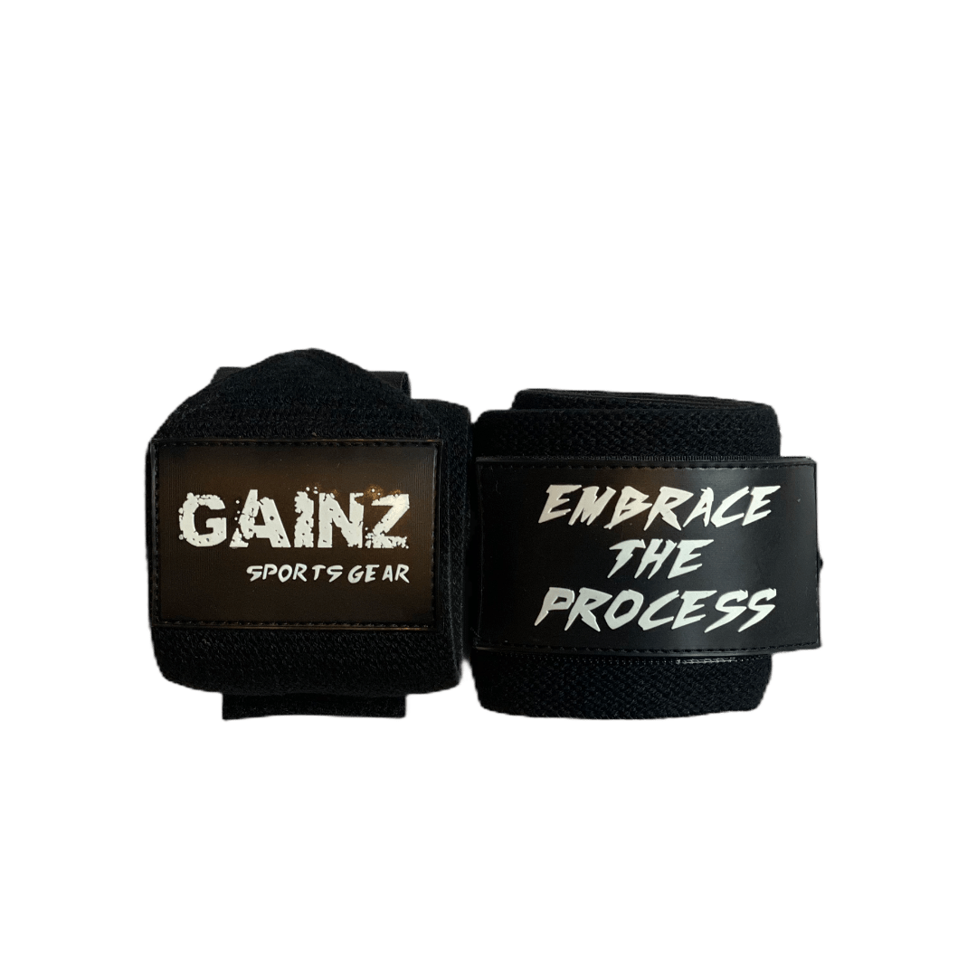 Black & White "Embrace The Process" Wrist Wraps 18" (USPA Approved)