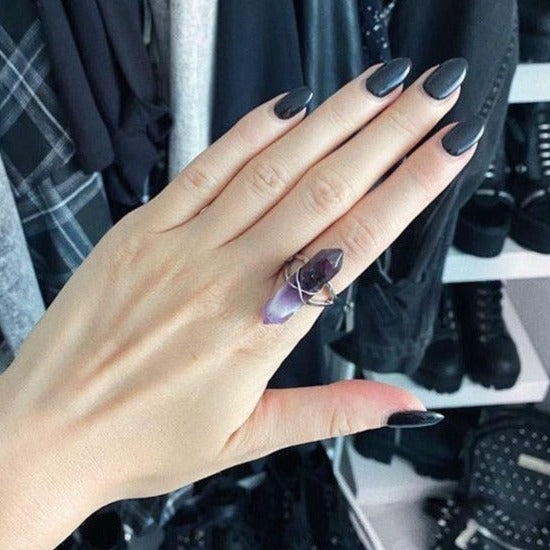 Amethyst Crystal Point Ring