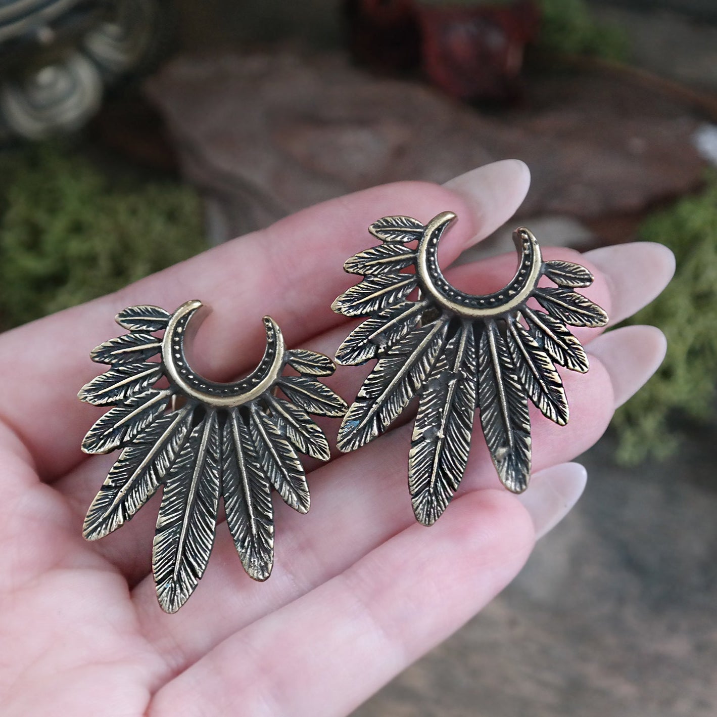 Bronze Feather Brass Hangers