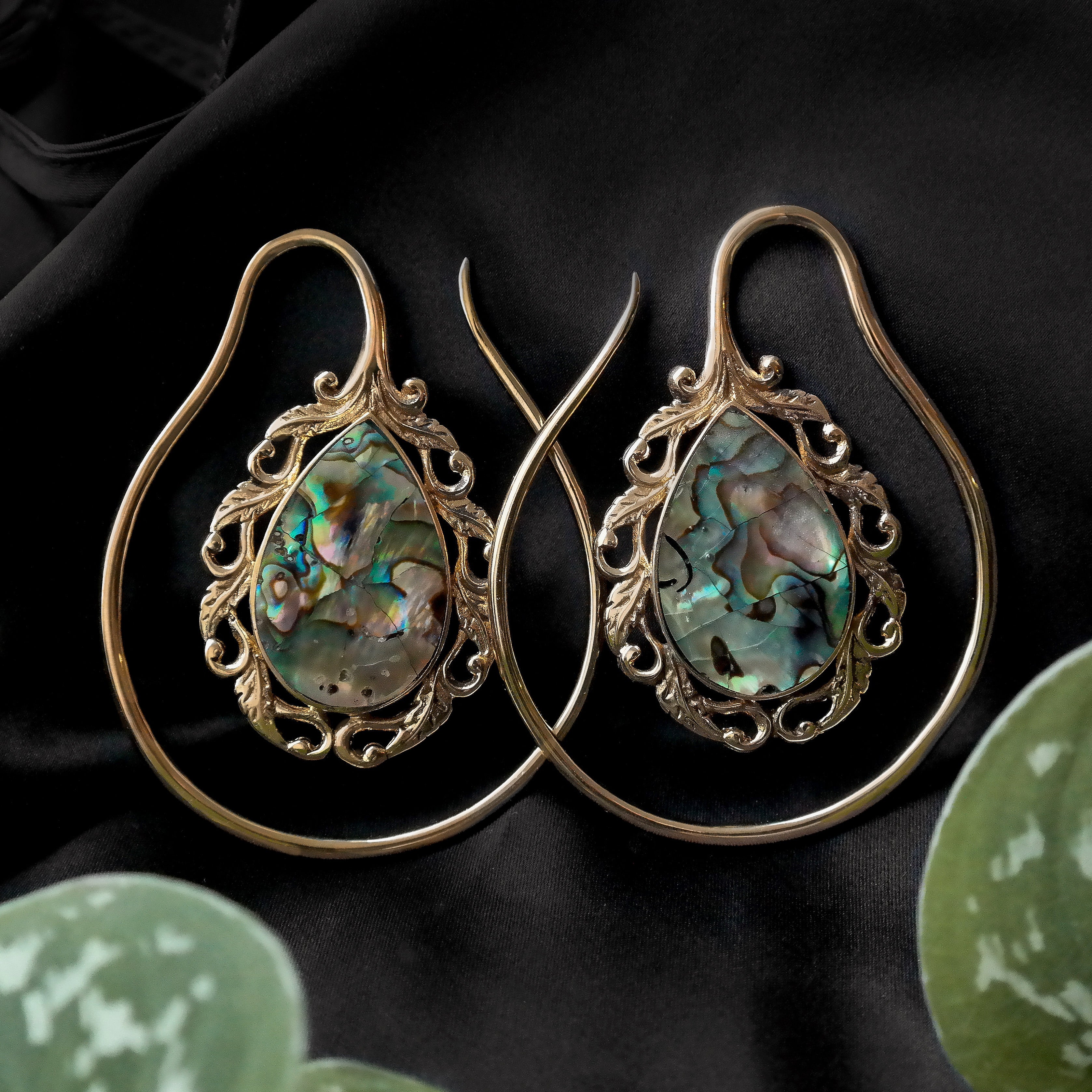 Golden Baroque Abalone Hangers