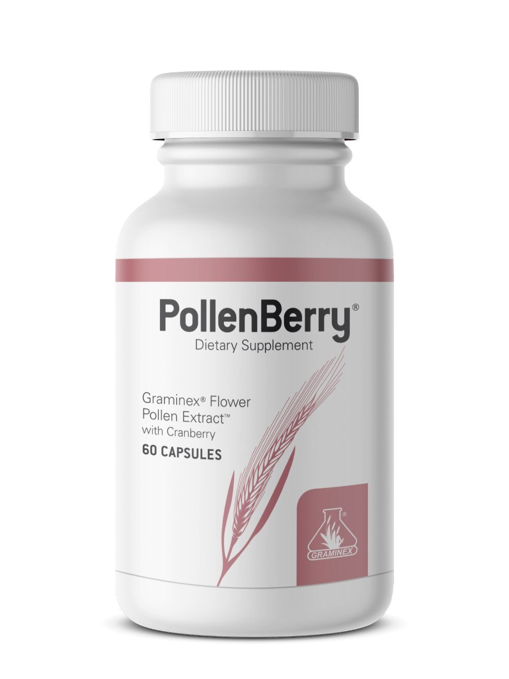 PollenBerry® Urinary Tract Support with G60® Flower Pollen Extract & Cranberry 60 Capsules - Graminex®