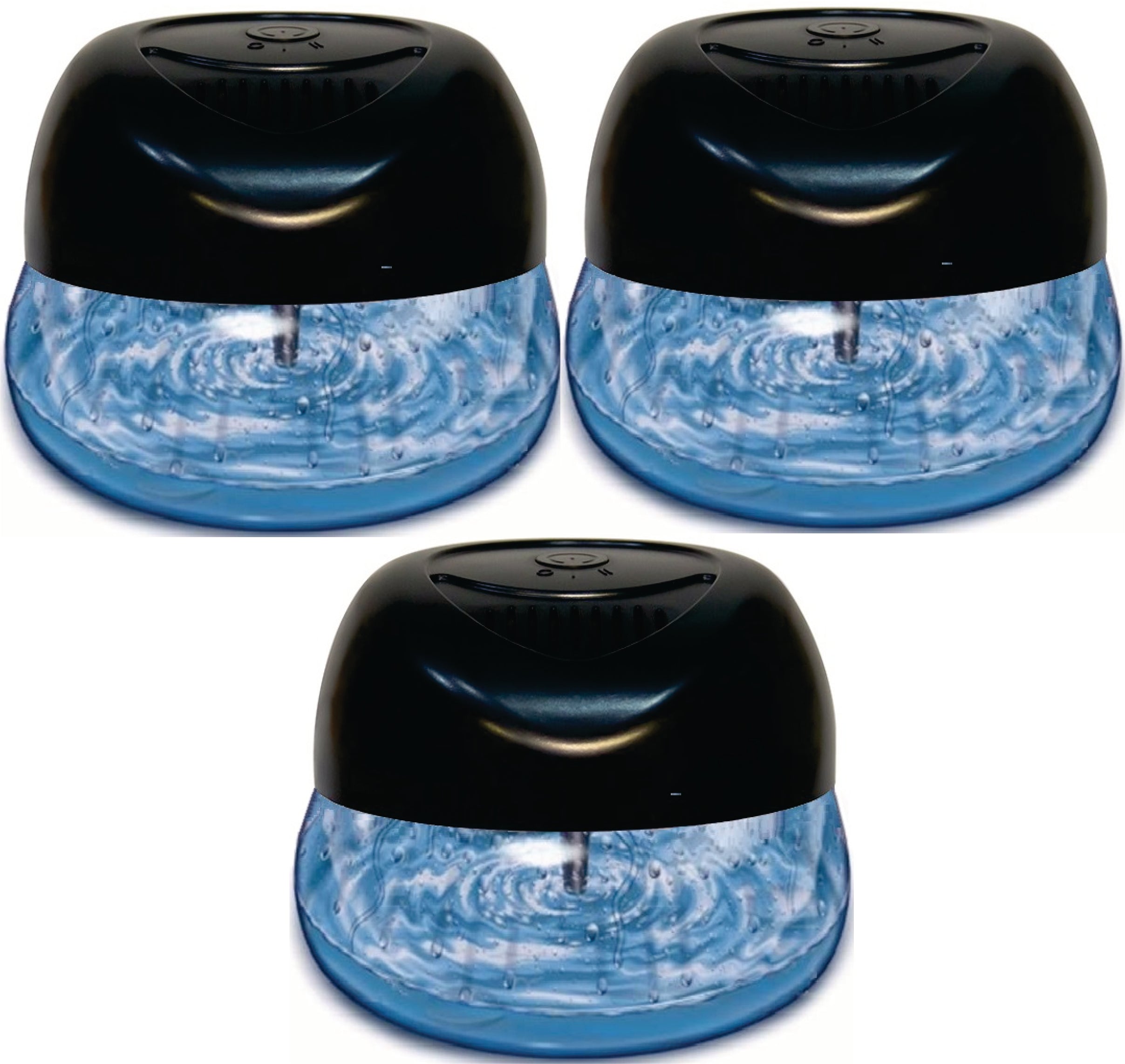 Bluonics 3-Pack Fresh Aire Water Based Revitalizer. Black Color with 7 LED Color Changing Lights White Noise Machine Use Essential Oils and Fragrances with 4 Fragrance Bottles