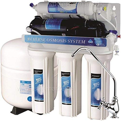 5 Stage Reverse Osmosis with Booster Pump 50 GPD Treat Virus and Bacteria