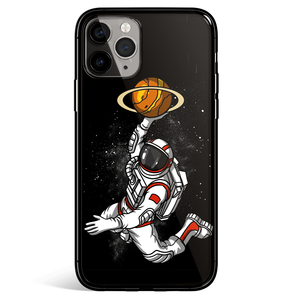 Astronaut Dunk Saturn iPhone Tempered Glass Soft Silicone Phone Case