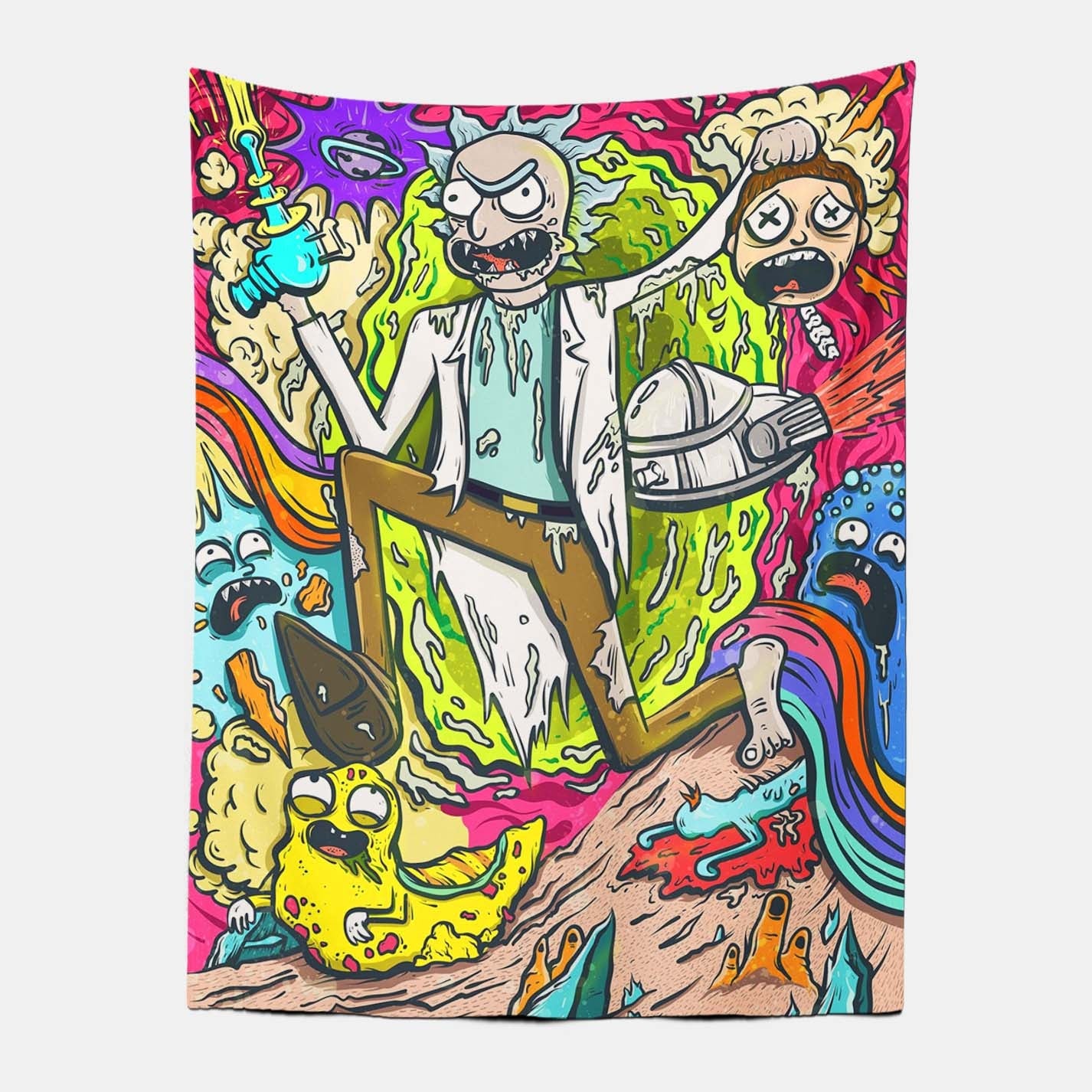 Anime Rick and Morty Trippy Tapestry