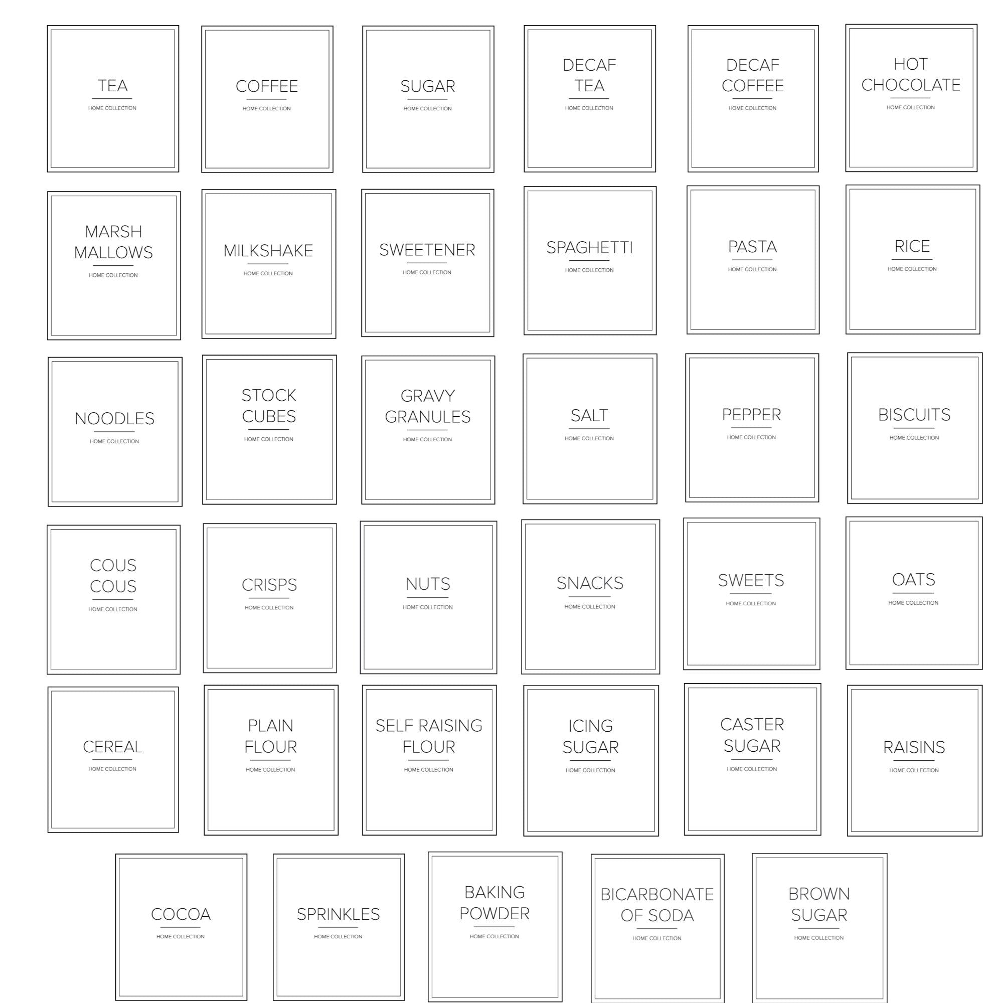 Set of 44 White Kitchen Storage Labels Bundle