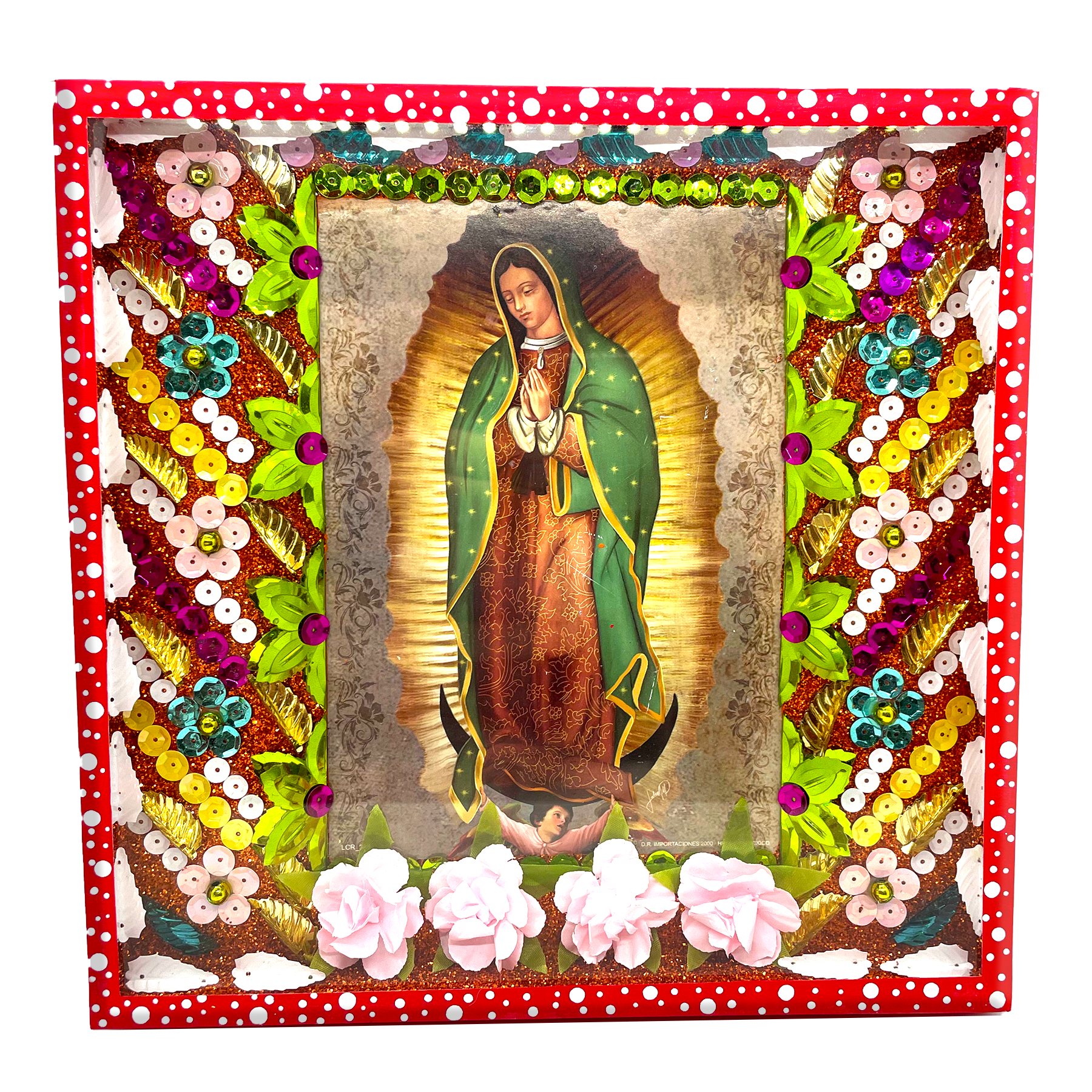 Handmade Jumbo Framed Virgen de Guadalupe Wall Art Piece