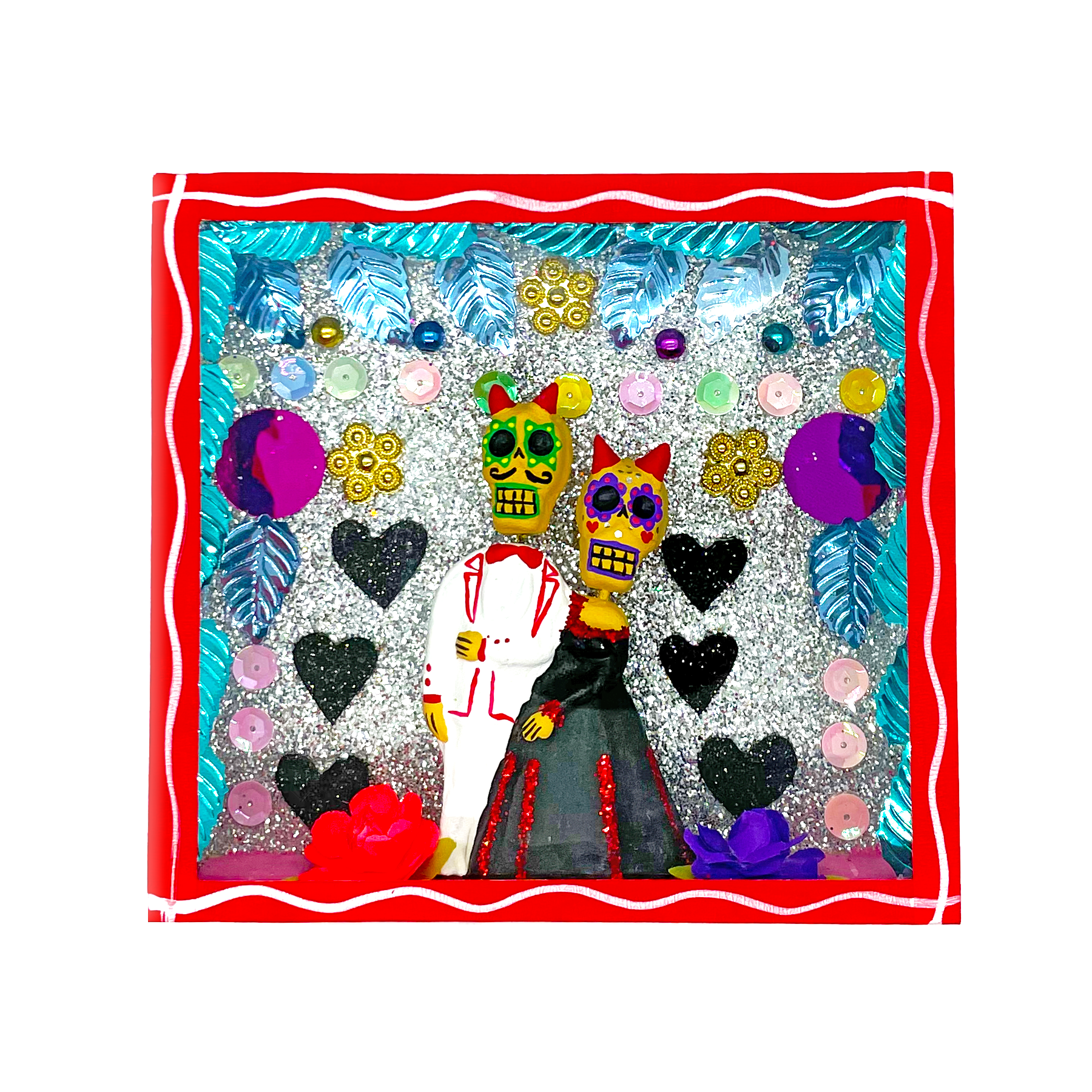 Handmade Framed Amor Prohibido Diablitos Wall Art Piece