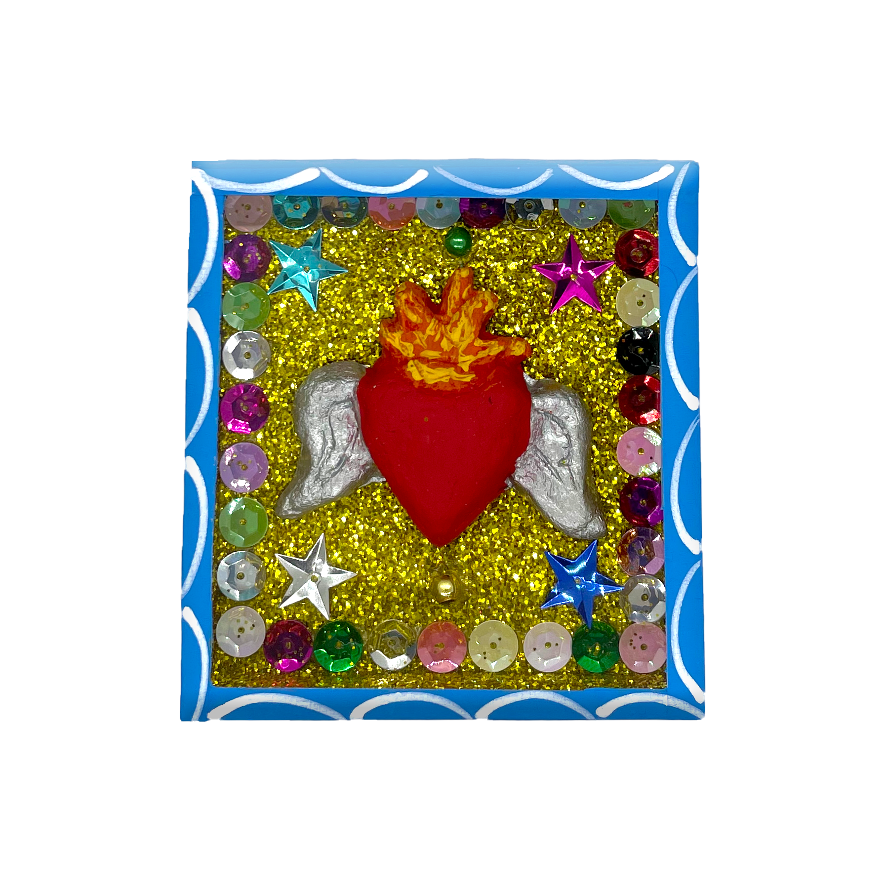 Handmade Framed Flying Milagro Heart Magnet