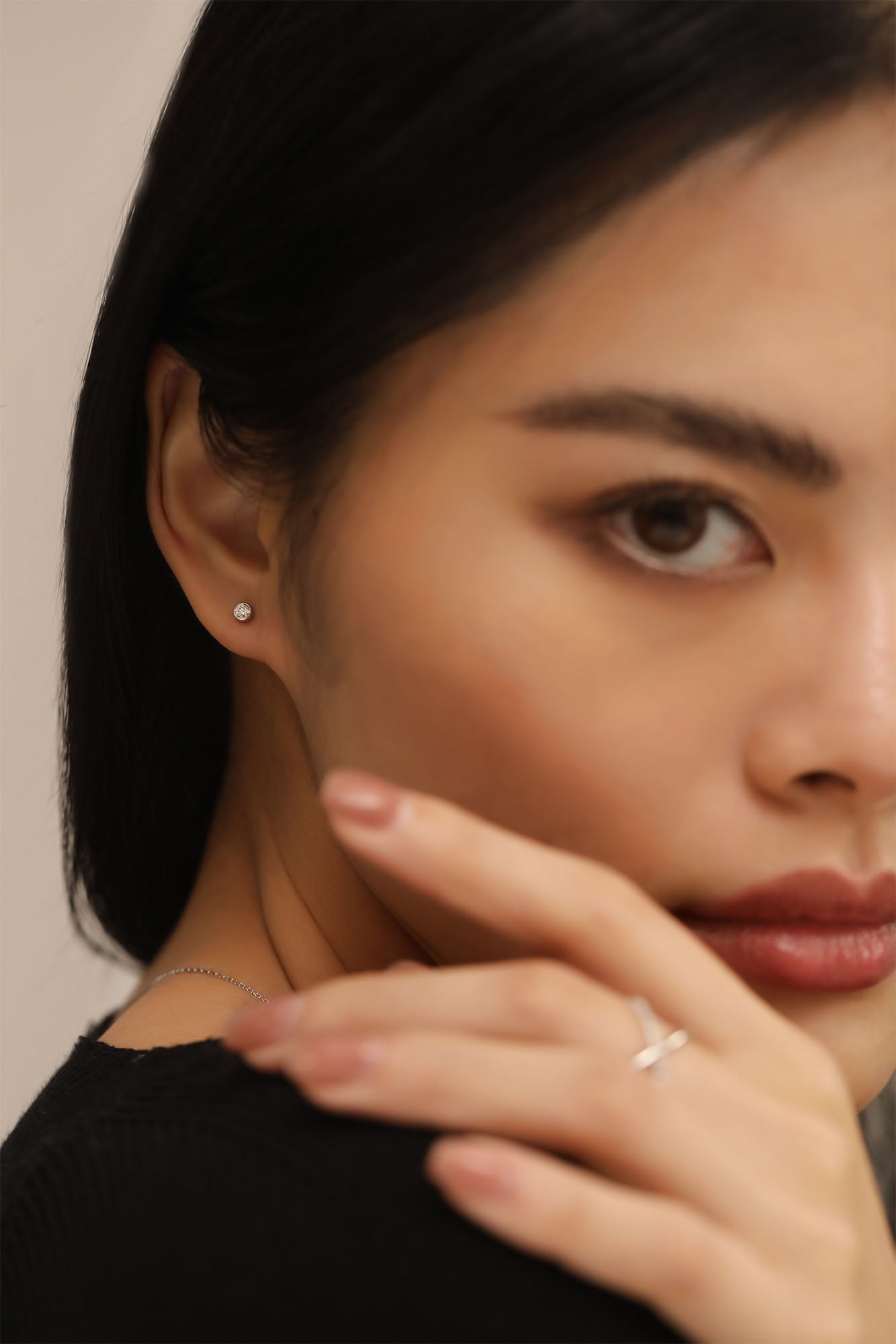 Bezel-Set Diamond Studs / 9K and 18K Solid Gold