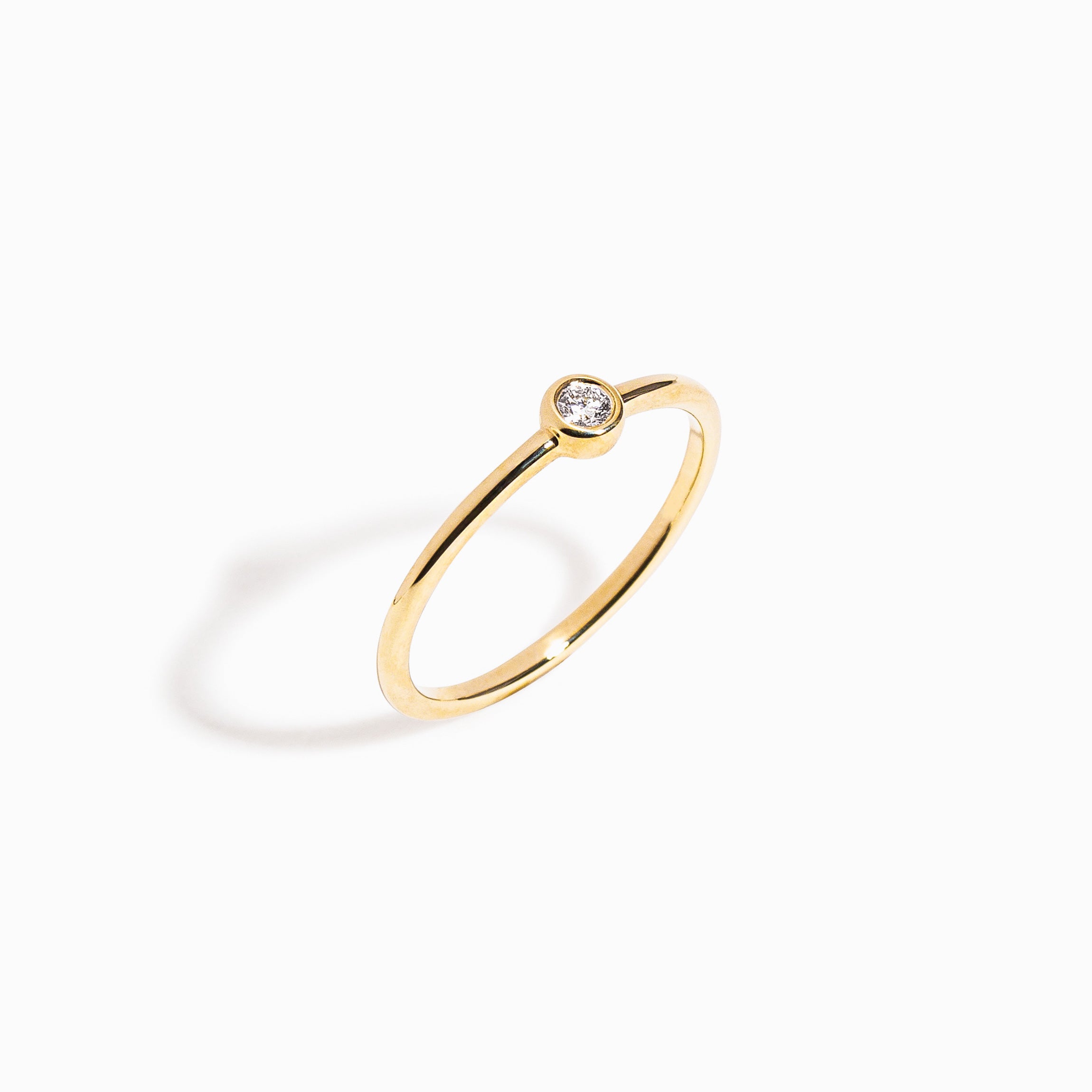 Bezel-Set Diamond Ring / 9K and 18K Solid Gold