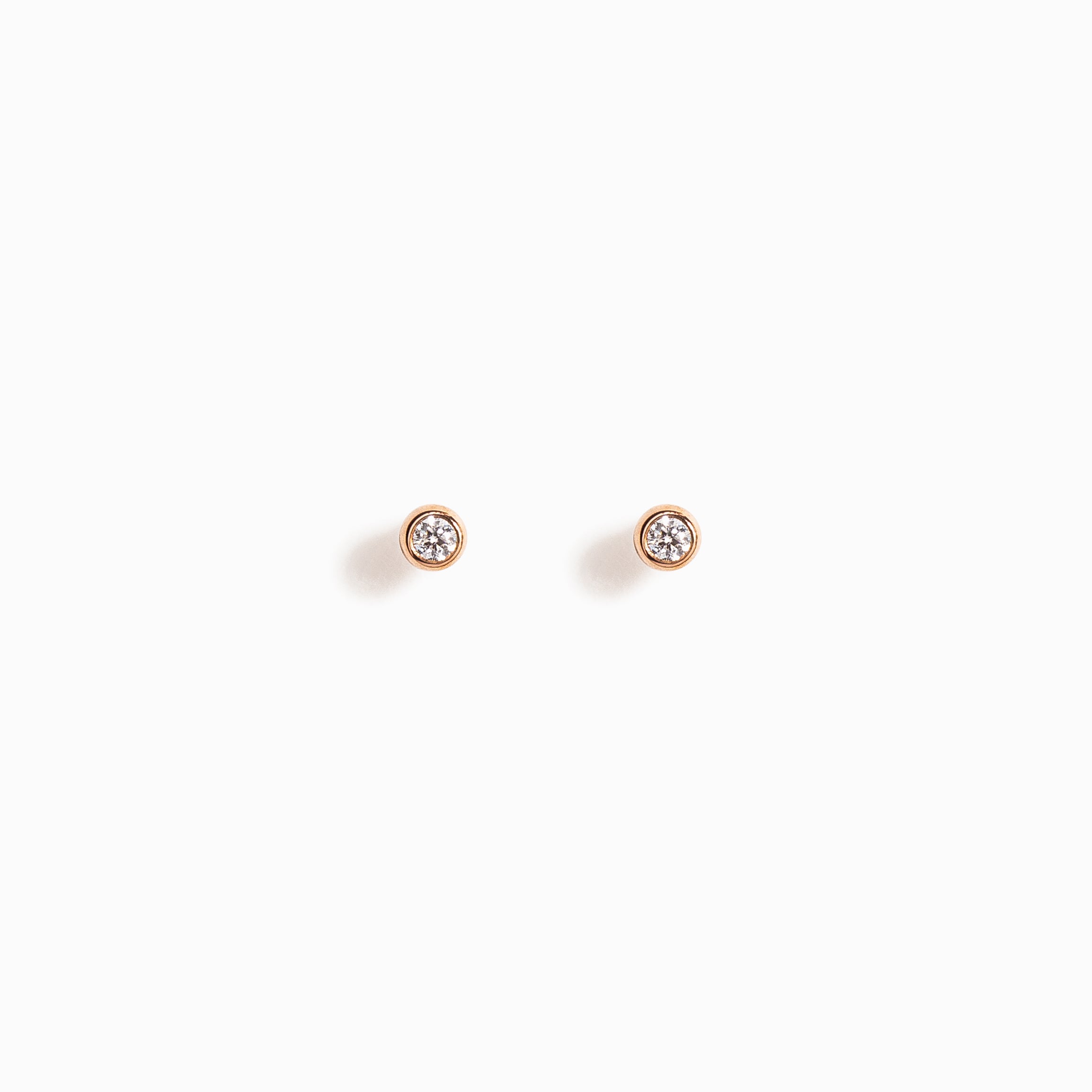 Bezel-Set Mini Diamond Studs / 9K and 18K Solid Gold