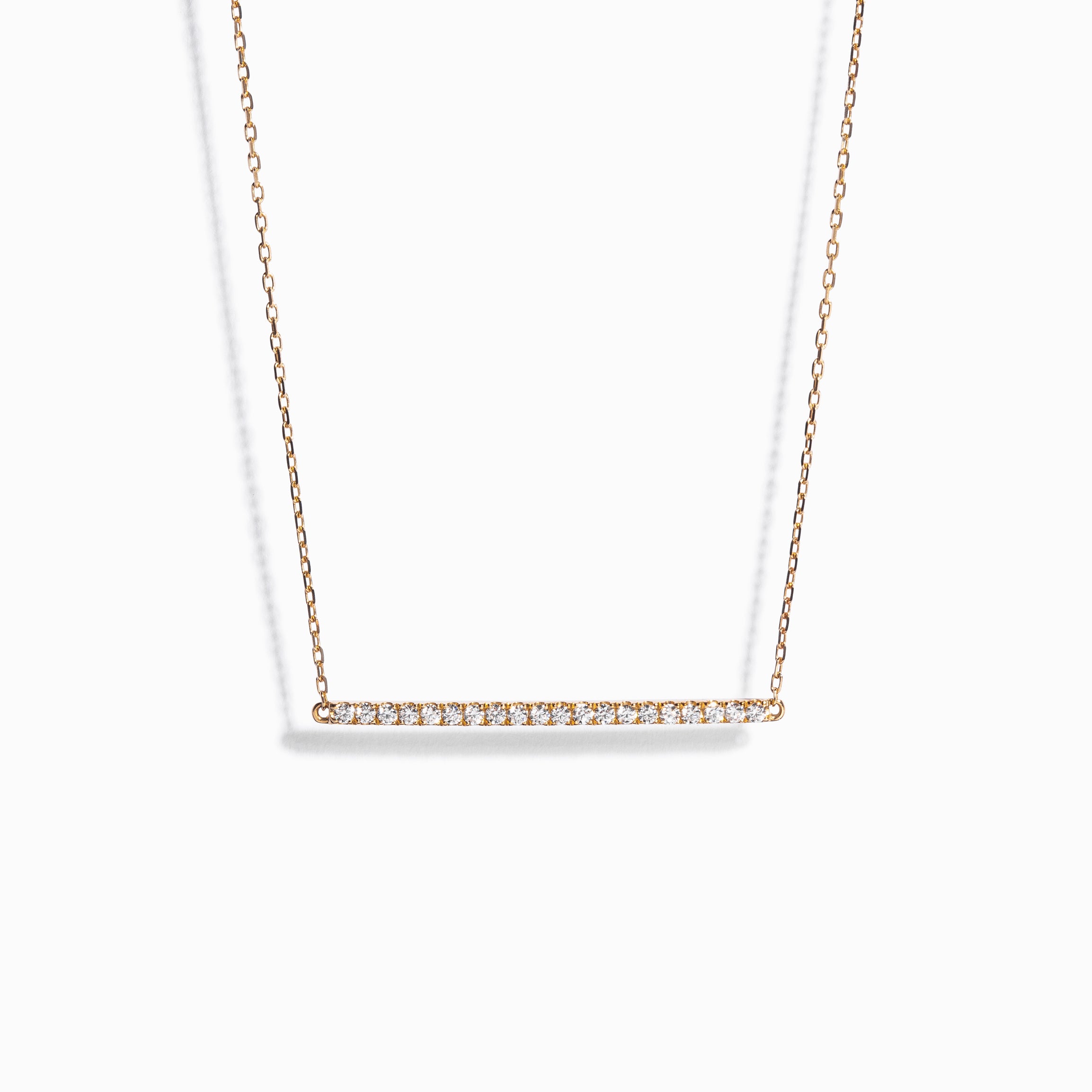 Diamond Bar Necklace / 9K and 18K Solid Gold