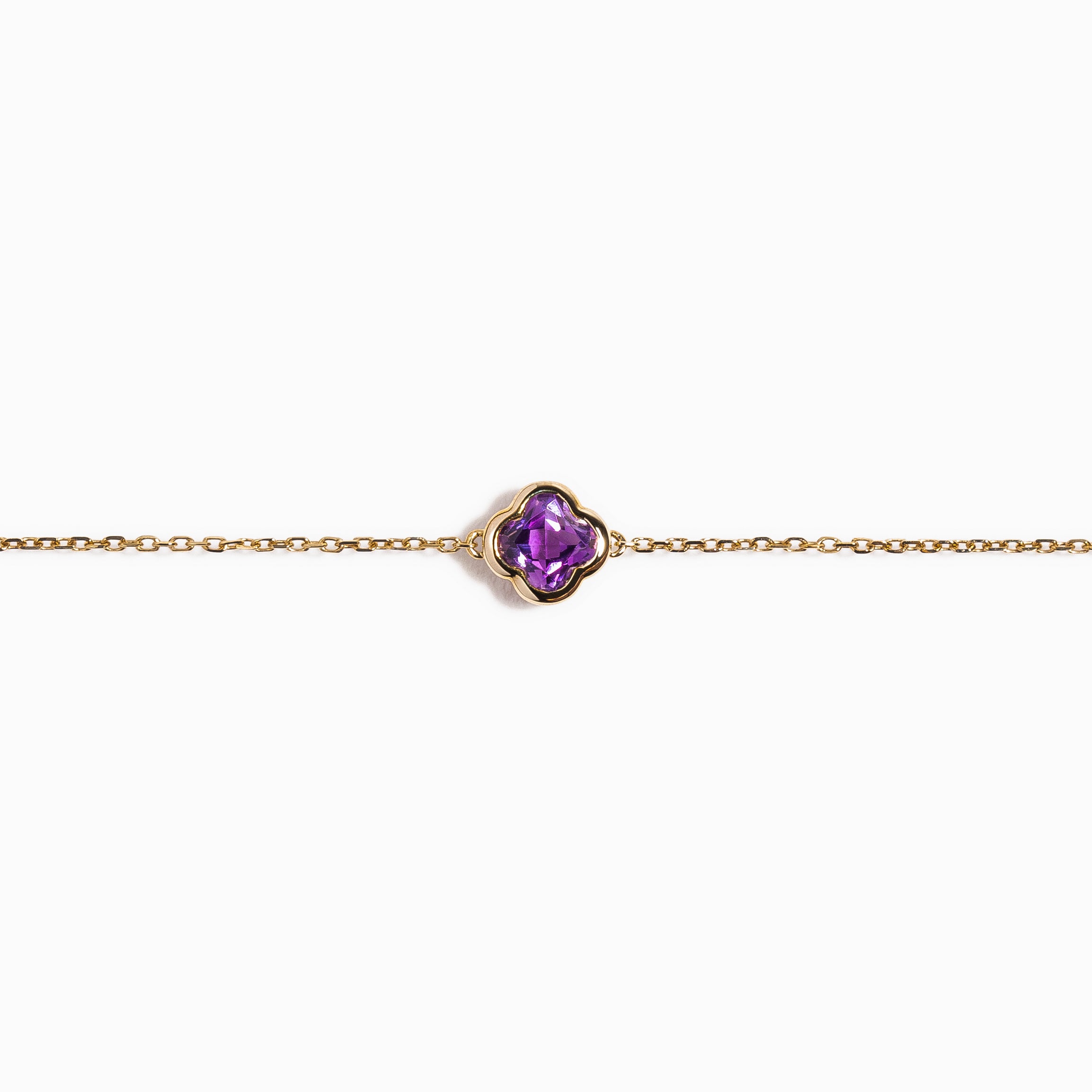 Clover Cut Amethyst Bracelet / 9K and 18K Solid Gold