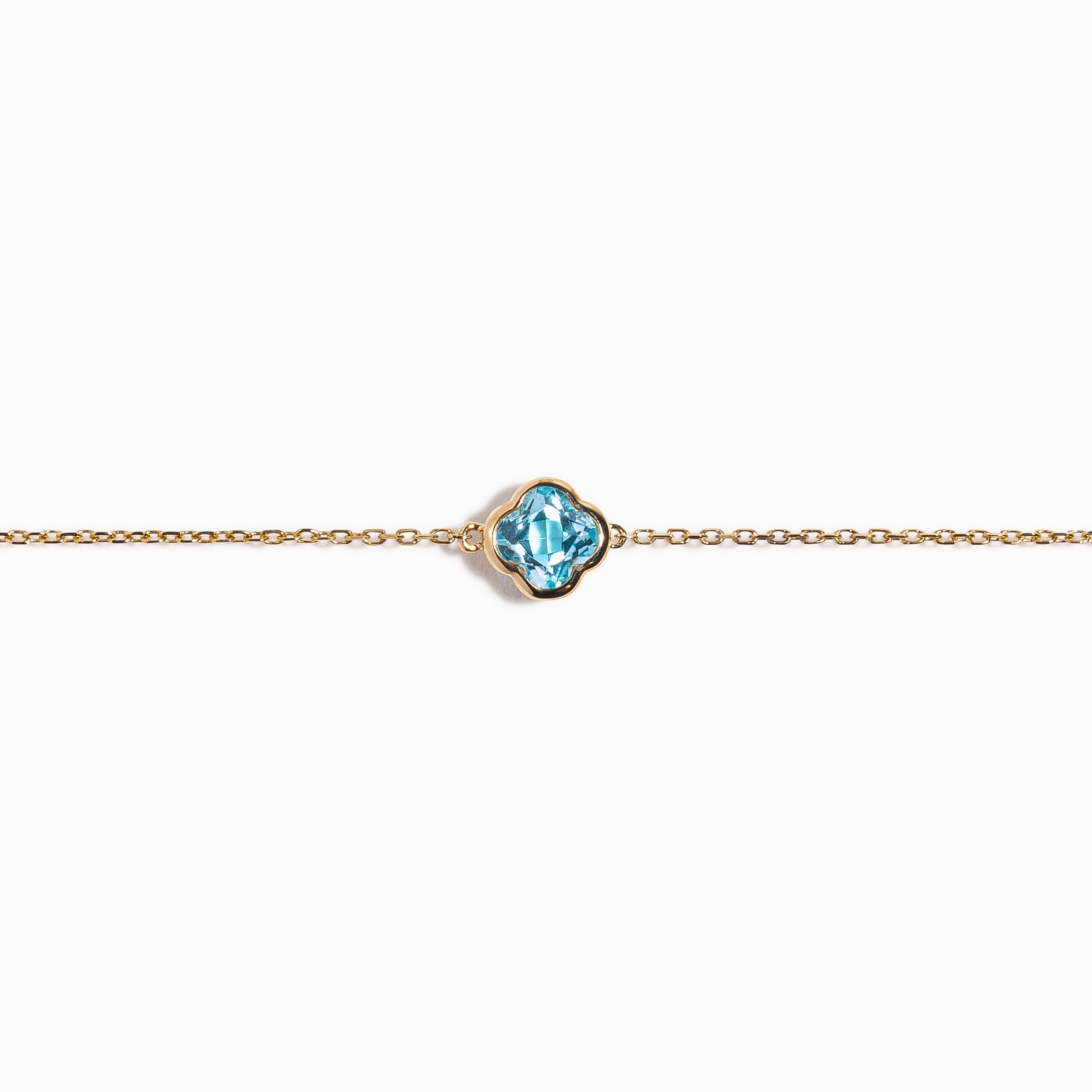 Clover Cut Swiss Blue Topaz Bracelet / 9K and 18K Solid Gold