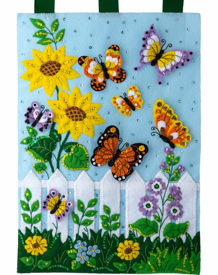 DIY Bucilla Butterfly Garden Spring Flowers Felt Wall Hanging Craft Kit