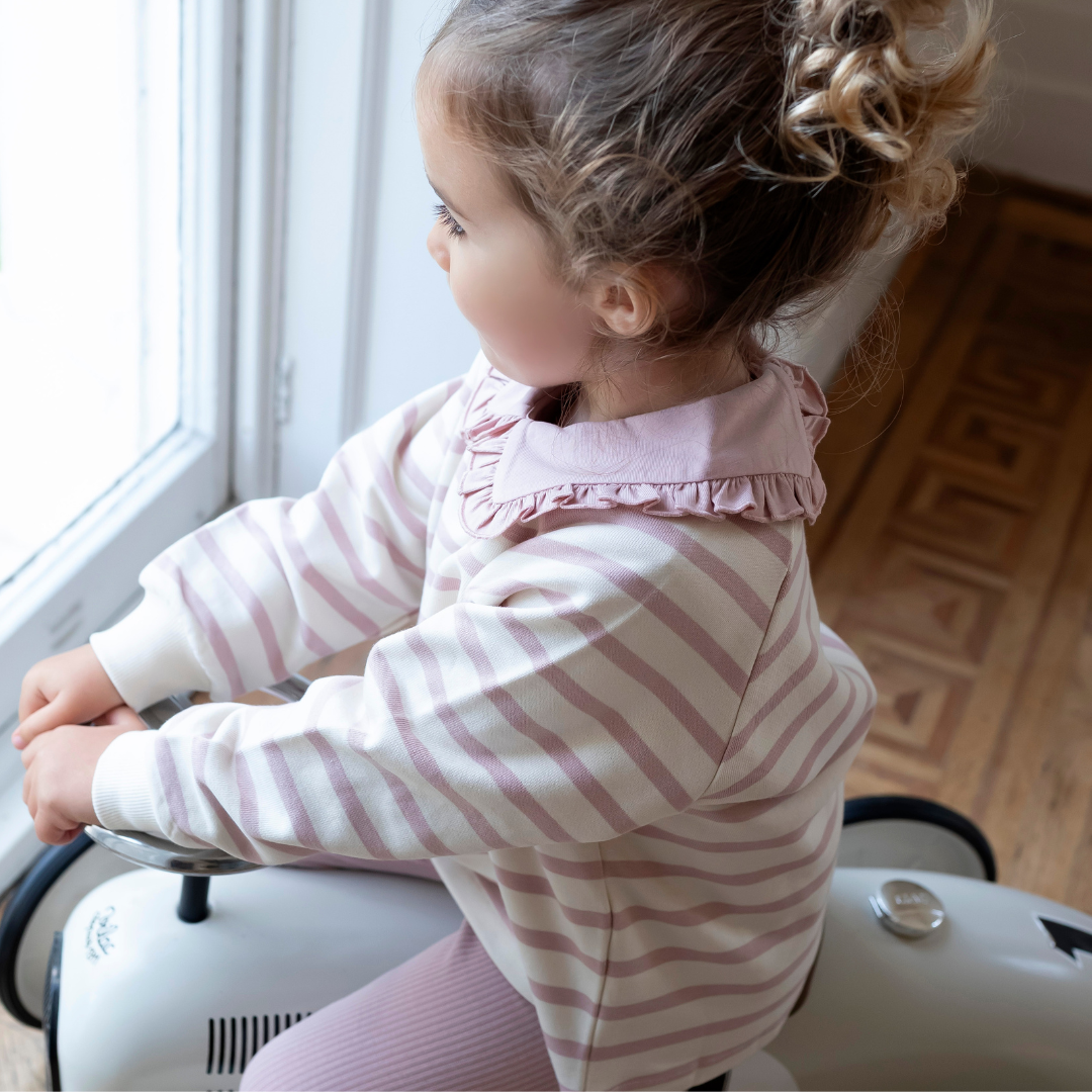 Cotton Sweatshirt - Dusky Pink Stripe