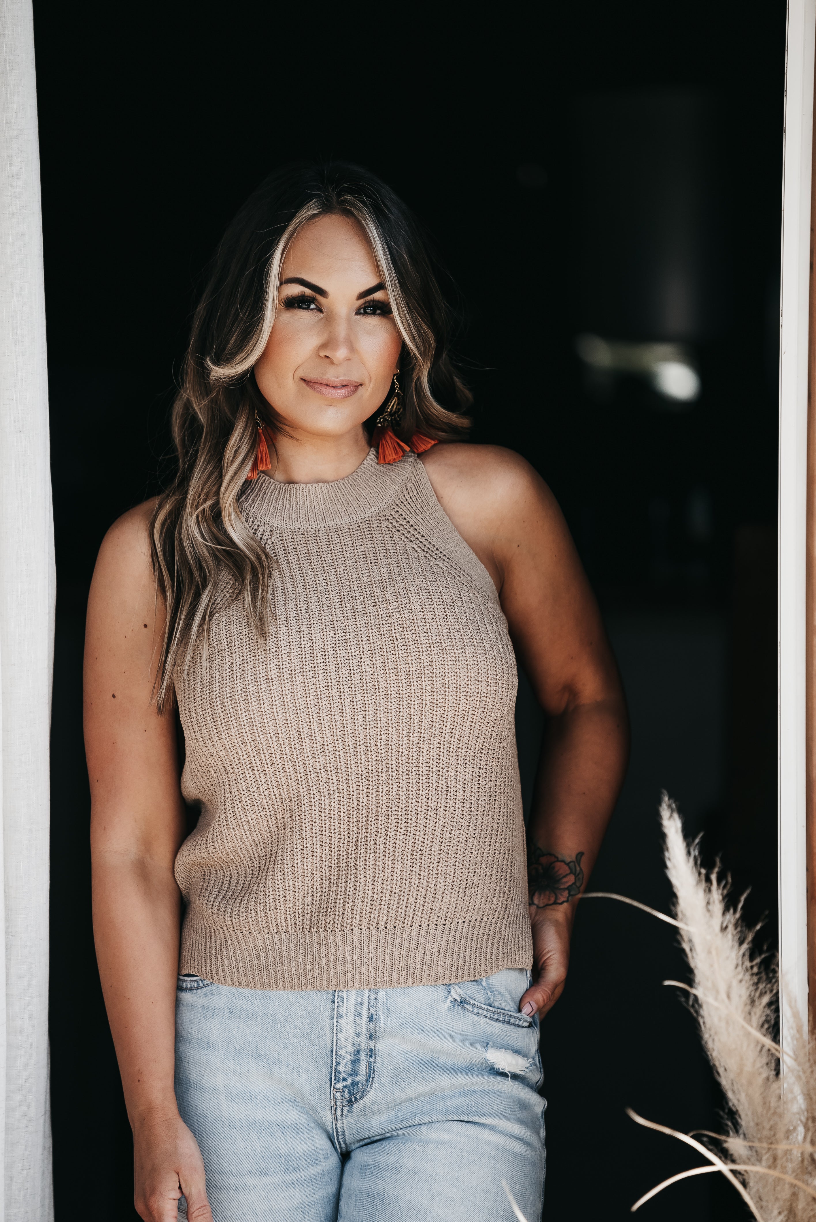 Angel Sweater Tank Taupe