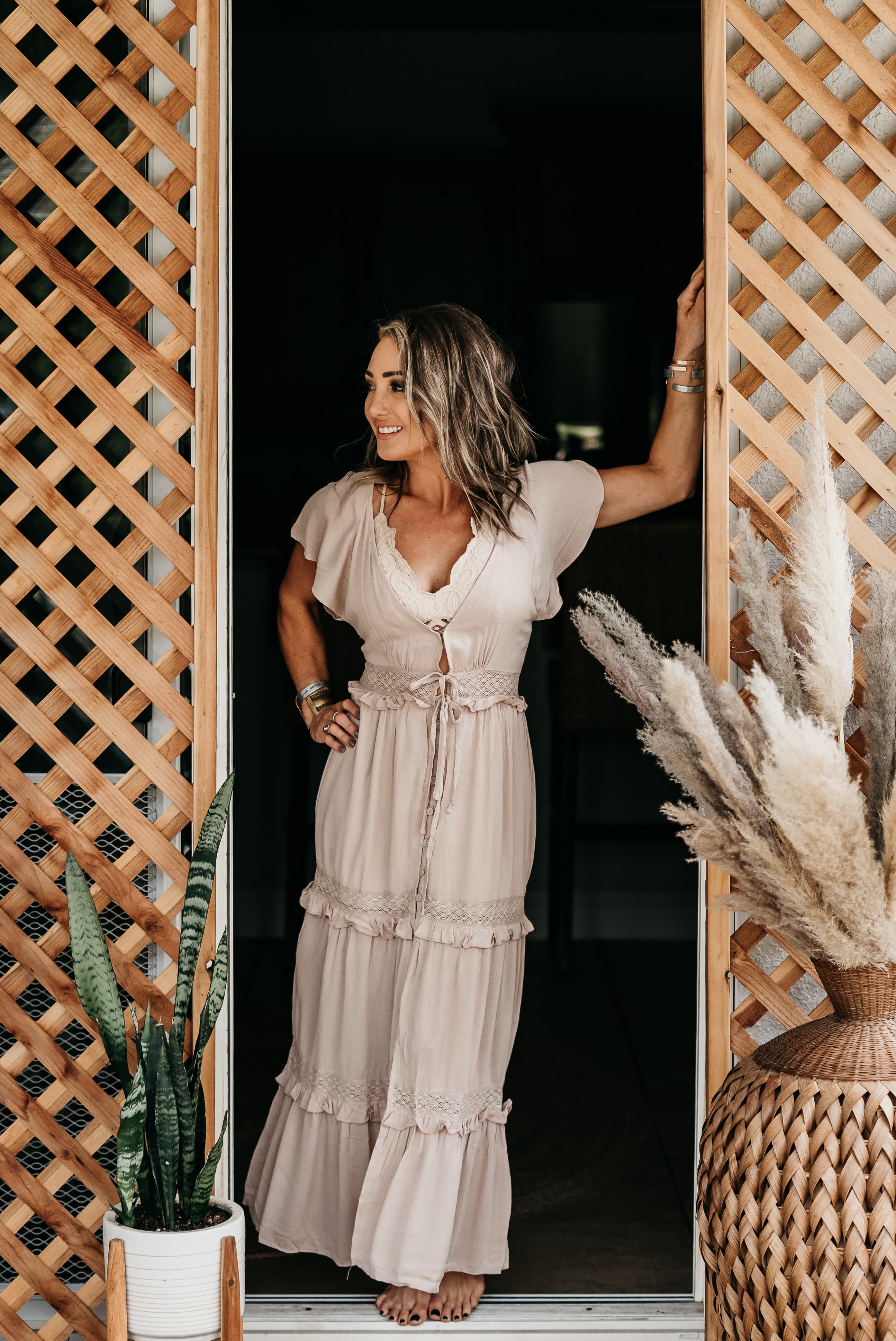 Beach Waves Maxi Dress Taupe