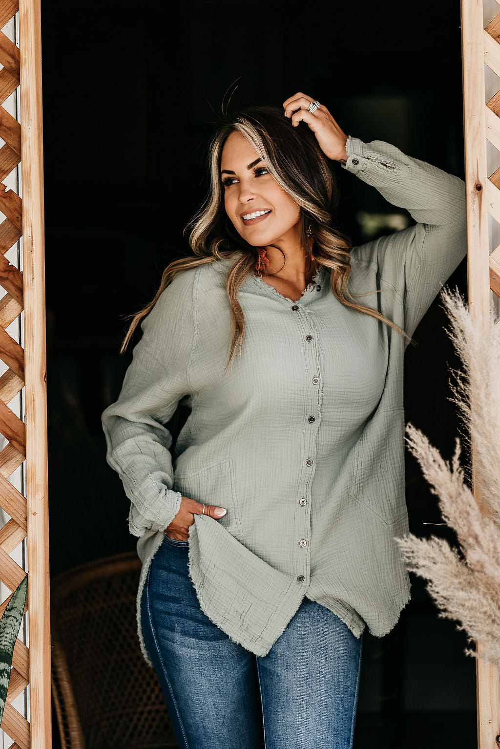 Beach Ready Gauze Tunic Sage