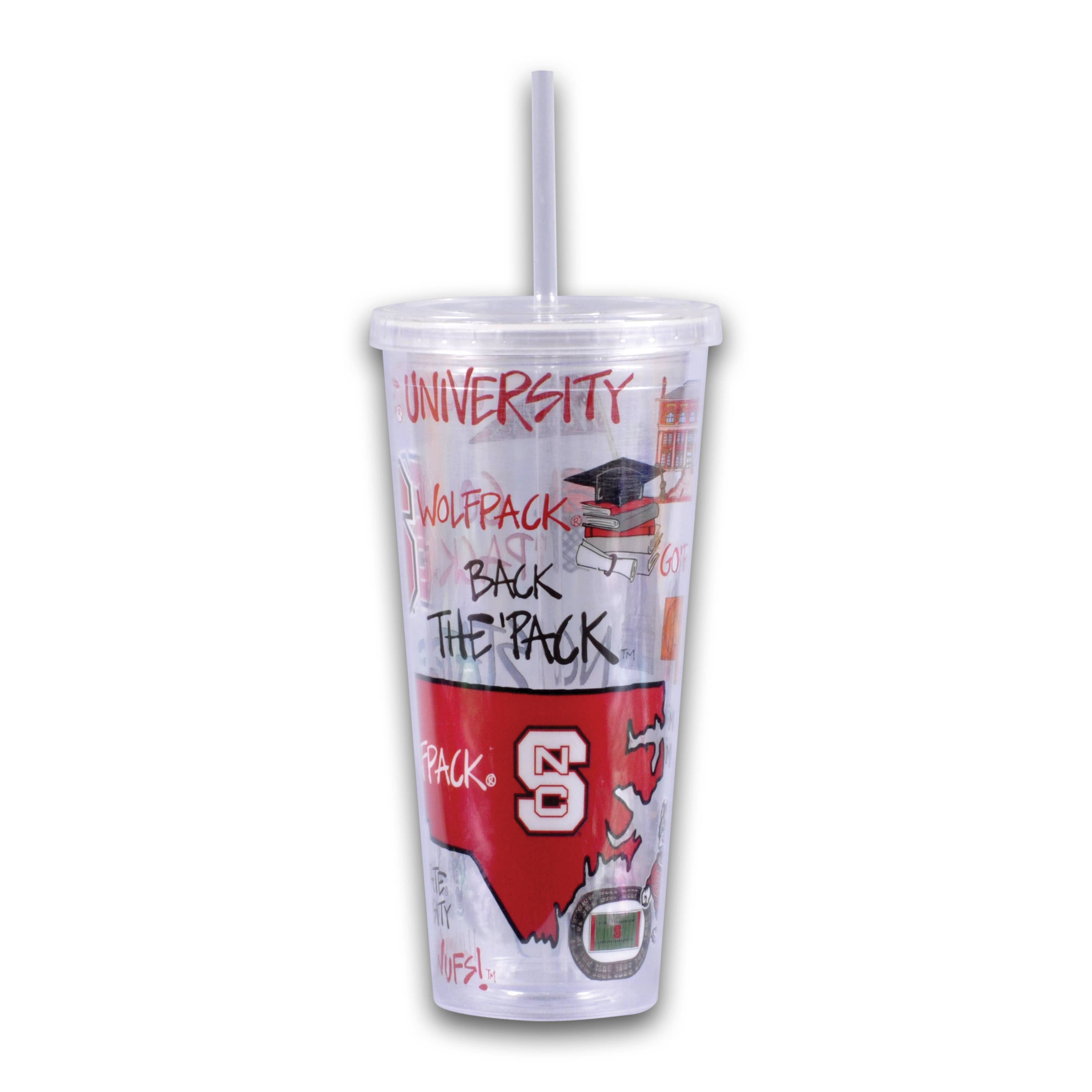 22oz NC State Tumbler with Straw