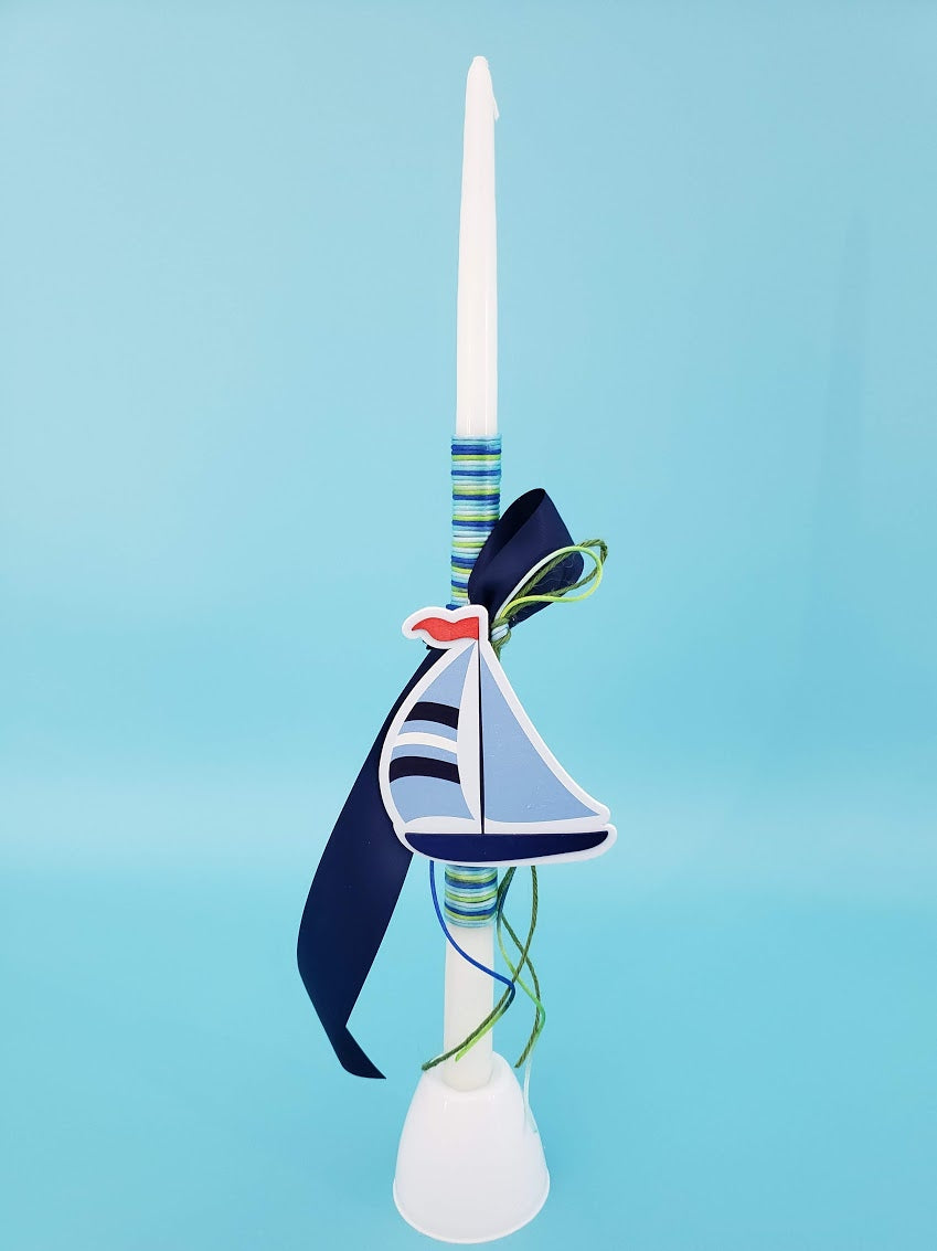 15" Easter Lambatha Candle - Nautical (Boat or Anchor)