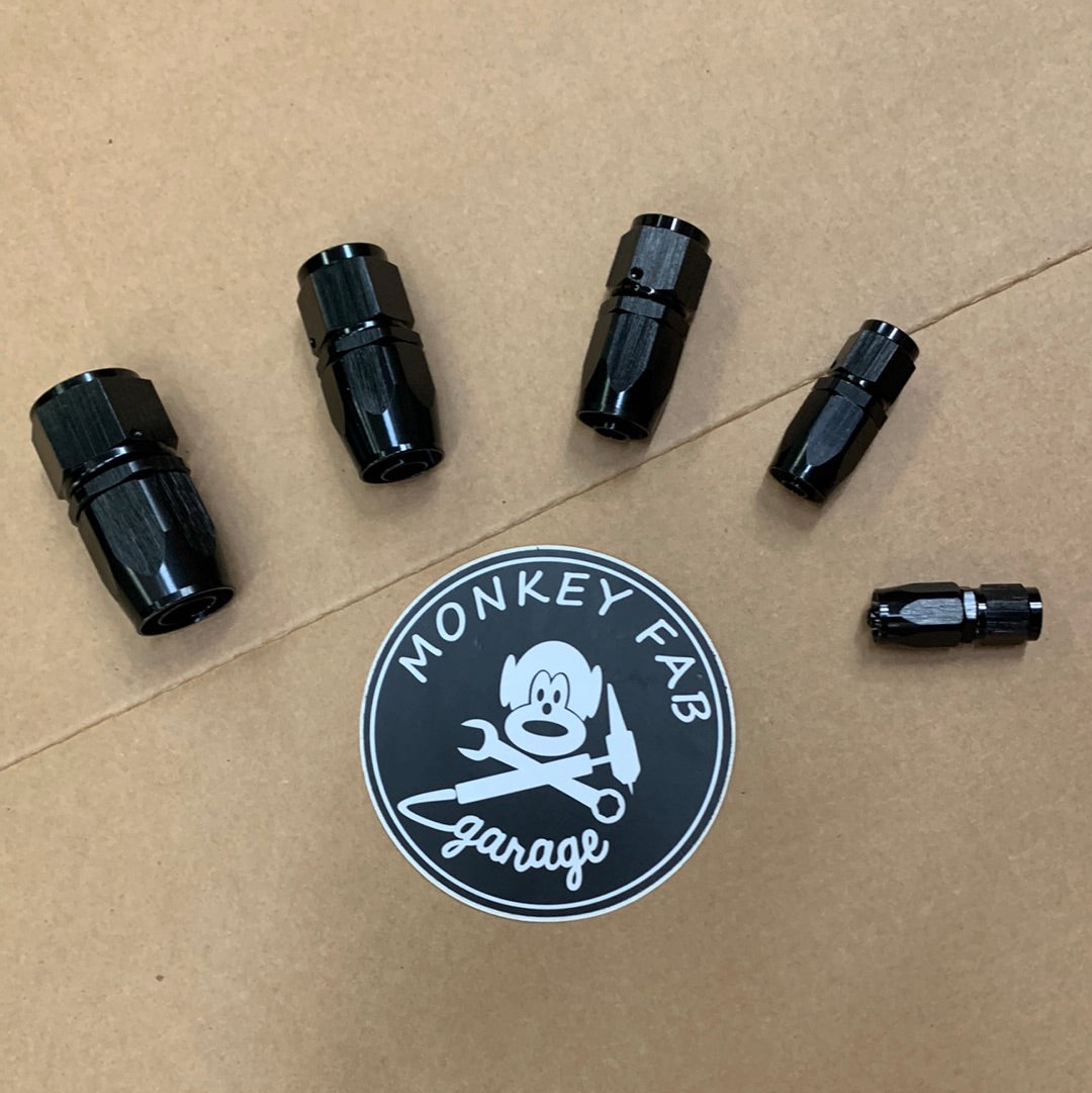 AN Hose Ends, Black (for reg nylon/ steel braided hose)