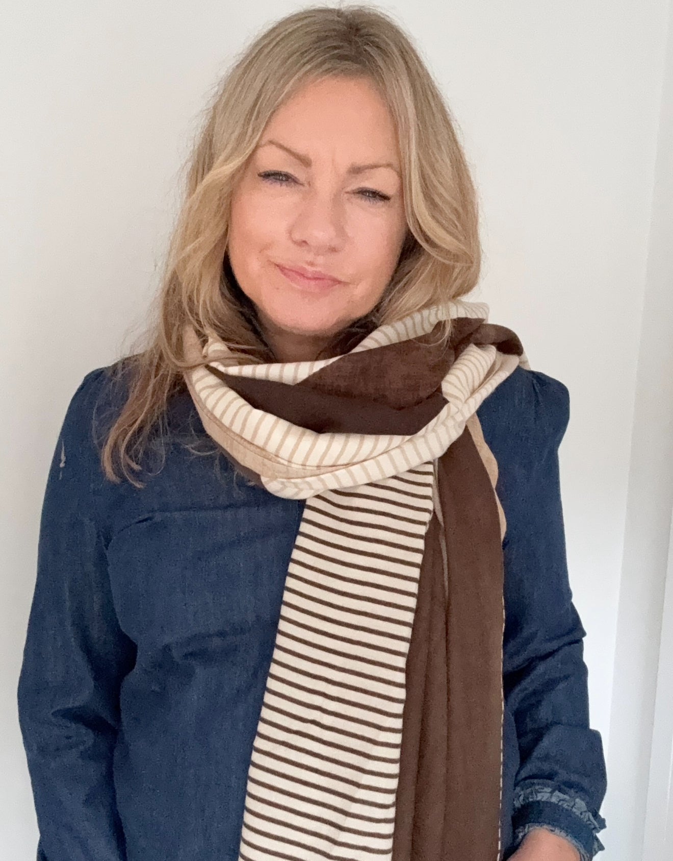 Brown Mix Geometric Print Midweight Scarf