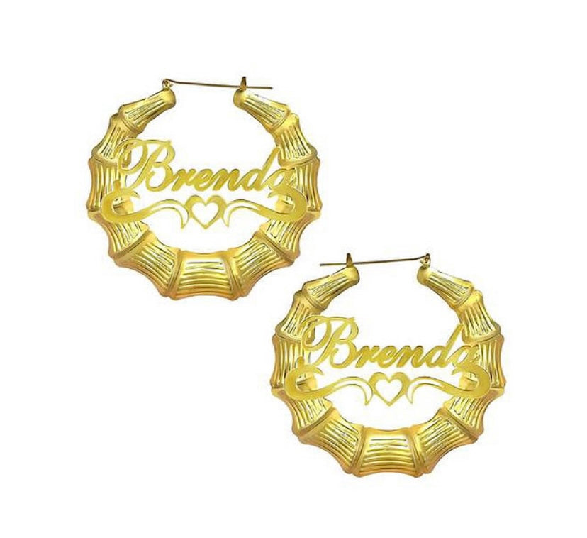 Custom Bamboo HER Hoops - Love signature
