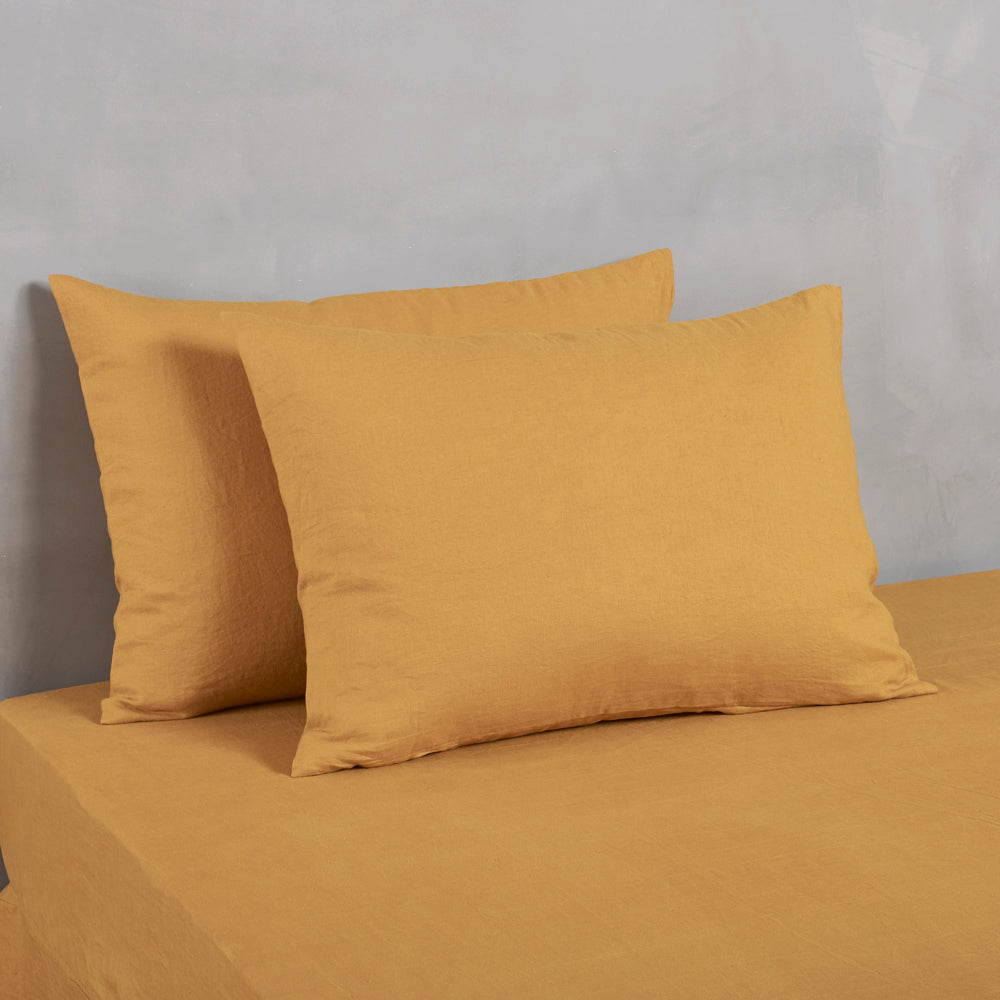 Housewife Linen Pillowcases Pair Mustard