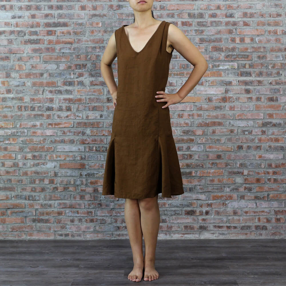 Casual Pure Linen Low Waist Dress