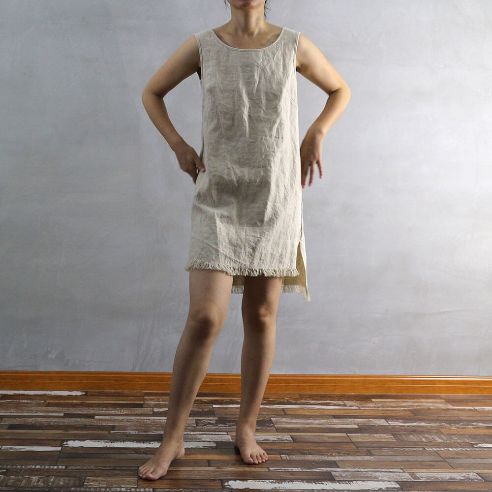 Frayed Edge Natural Dress