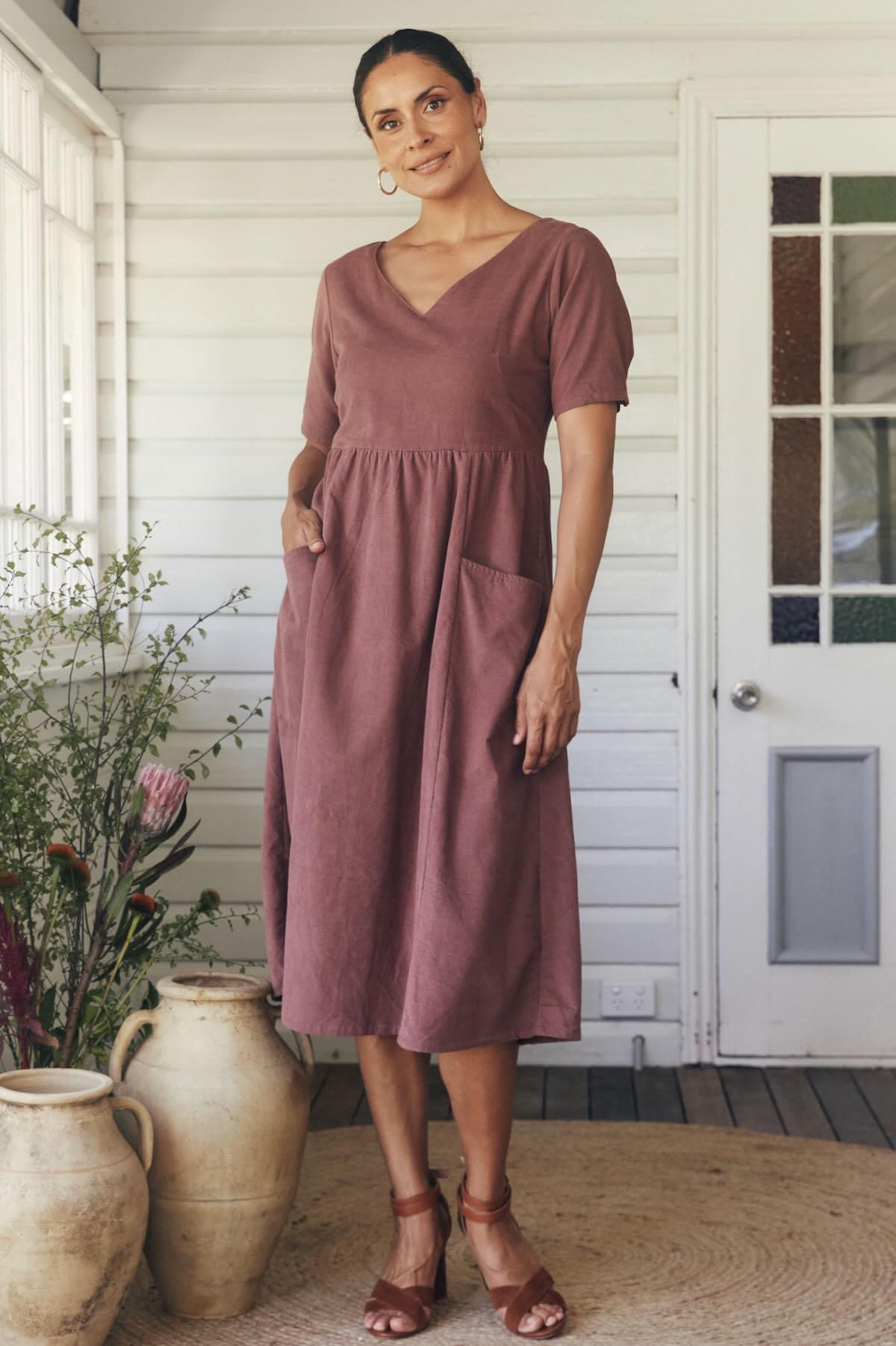 Alice Midi Dress Corduroy - Clove