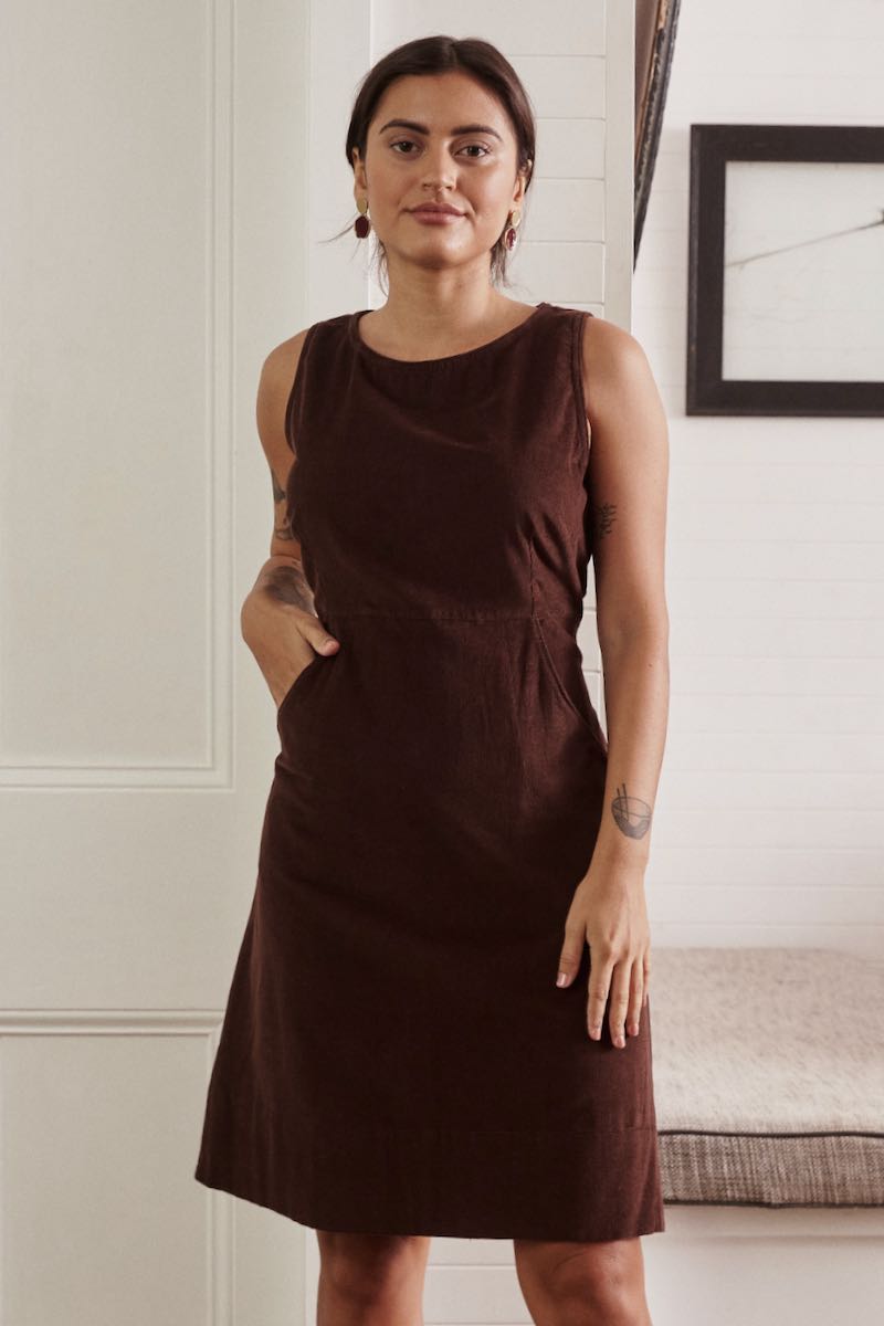 Alana Dress Corduroy - Cacao