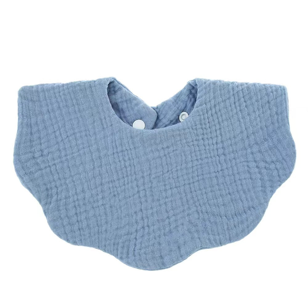 Baby Muslin Cotton Scalloped Bib - Blueberry