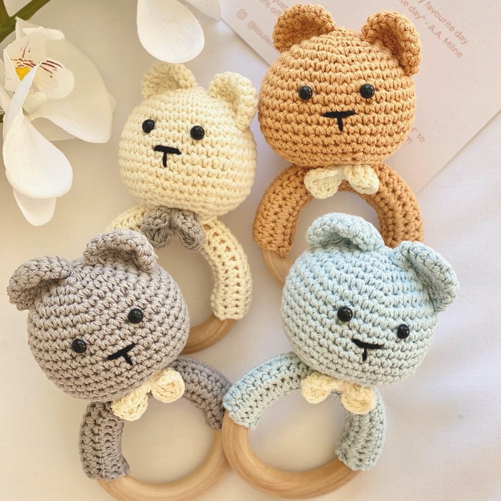Bluey Bear Crochet Rattle
