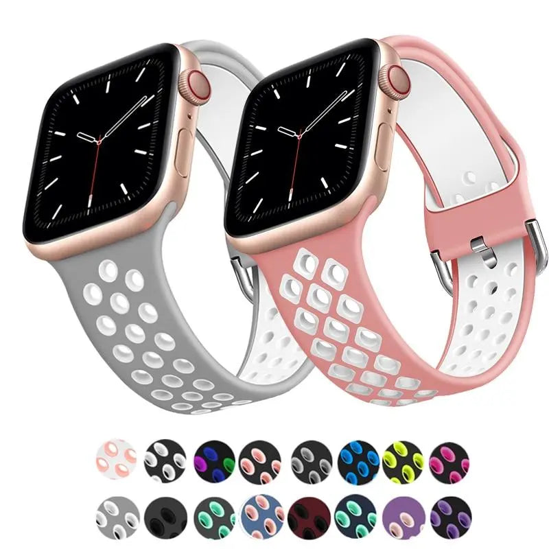 Breathable Silicone Apple Watch Bands - 19 color options 38mm - 49mm