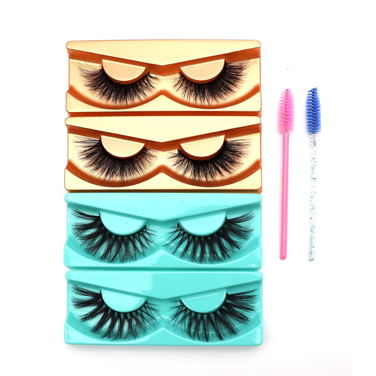 4 Pairs Faux Mink With Brushes