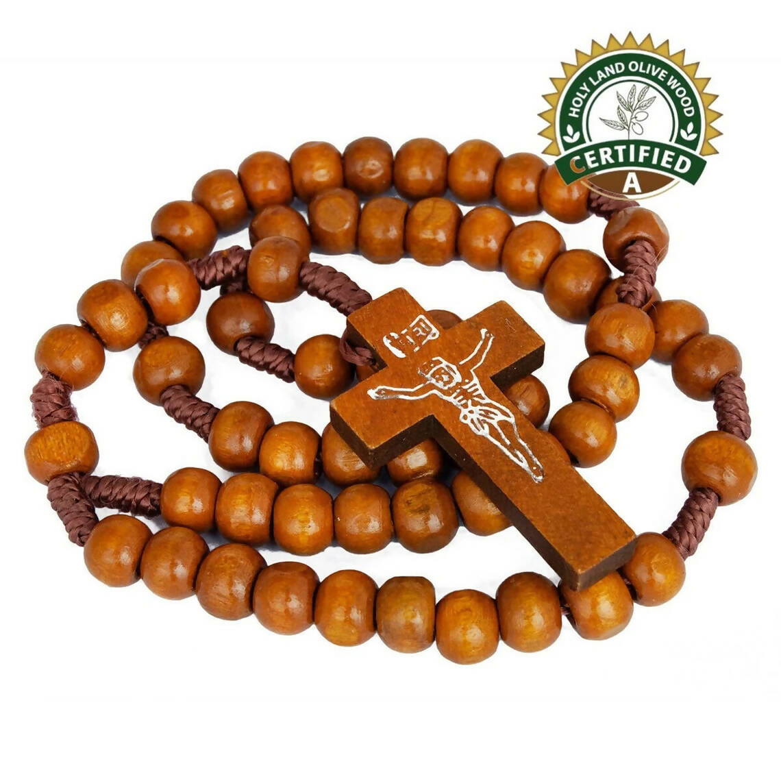 3 PCS Catholic Wooden Prayer Beads Rosary with Crucifix from Jerusalem Holy Land 21'