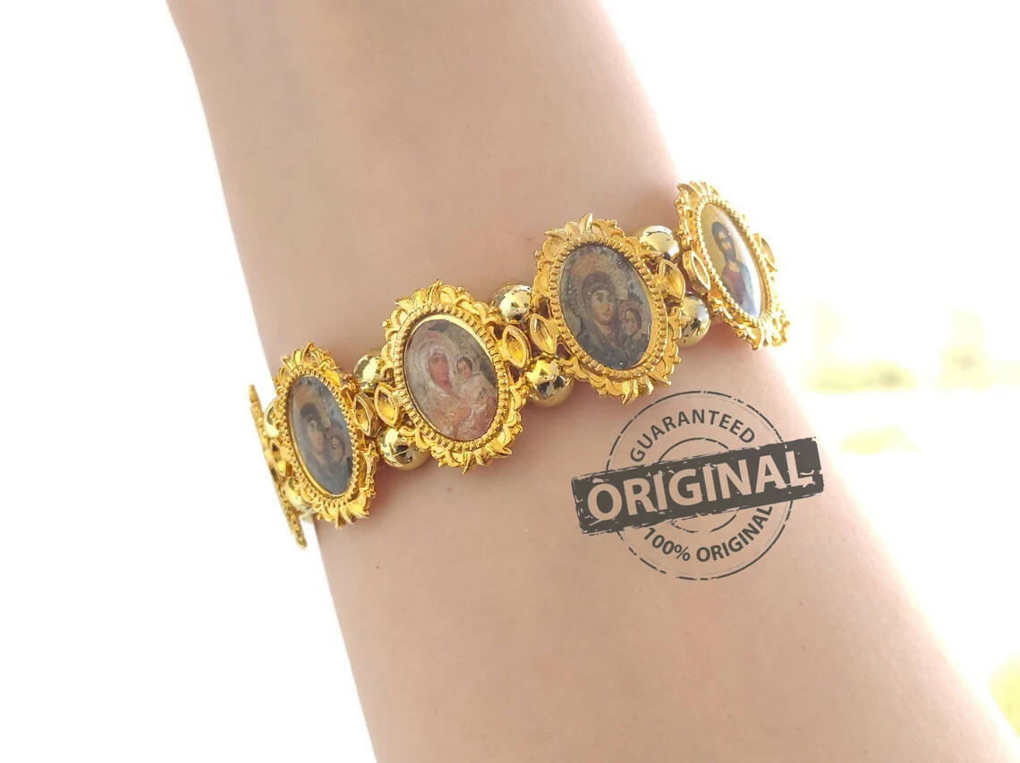 3 Pcs Bracelet Gold Icon Saints Skull Many Different Style Jesus Stretch Beads