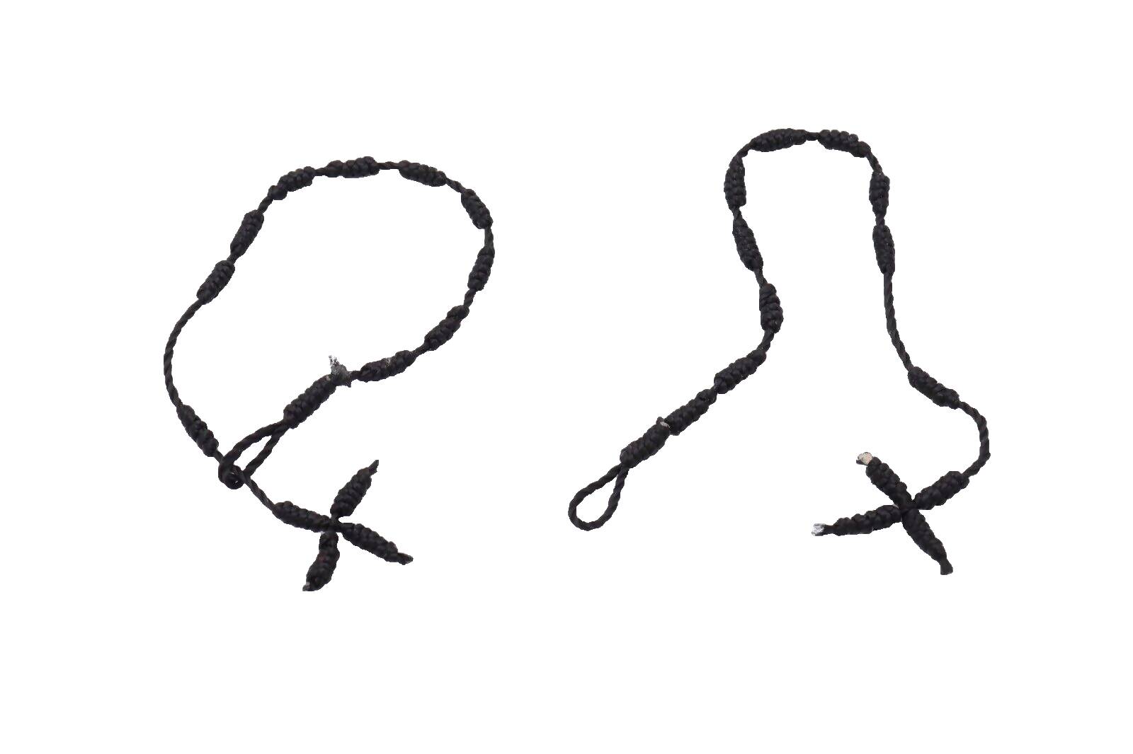 2 Pcs Bracelet Hand Made Rope Rosary Jerusalem Holy Land Black Prayer Christian